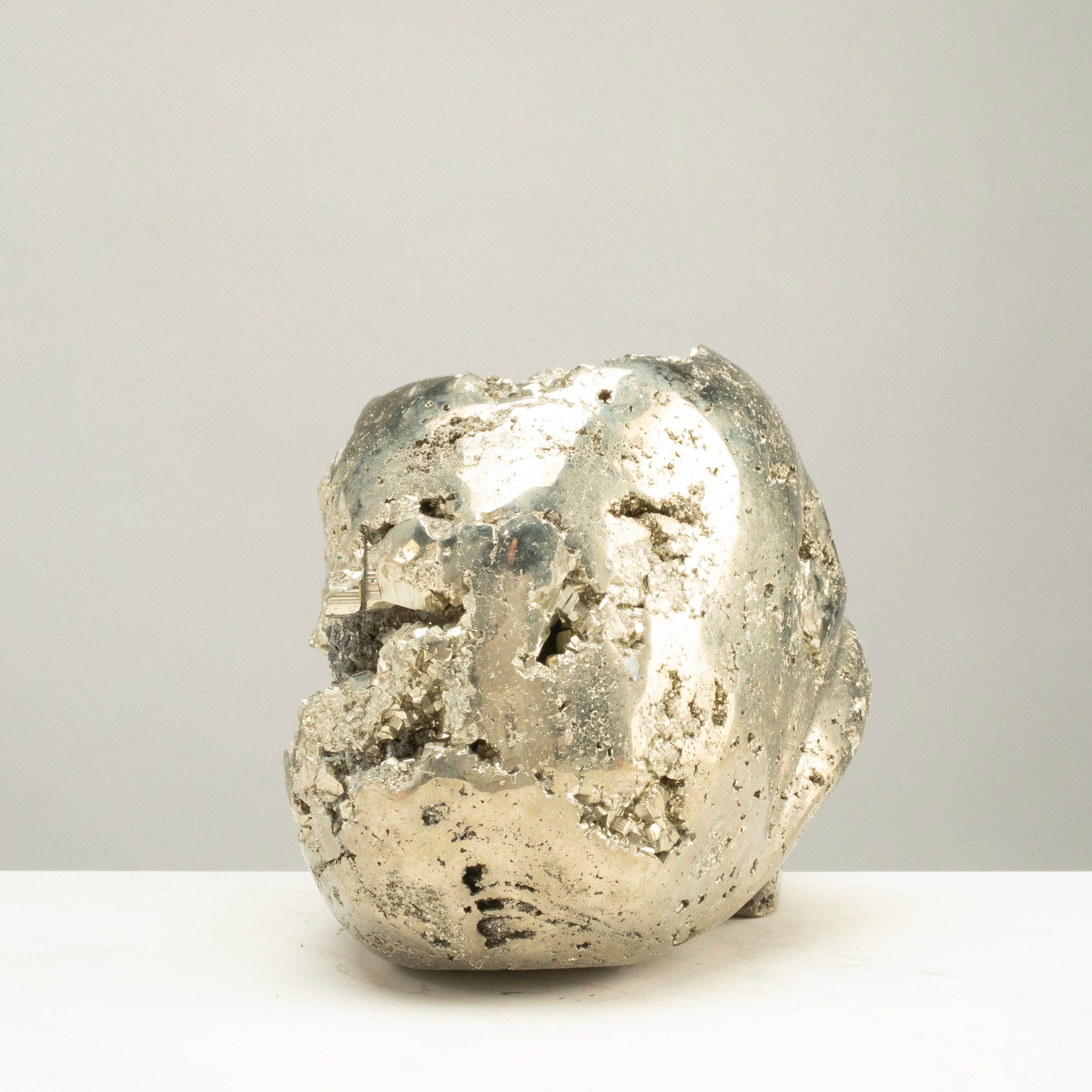 Kalifano Pyrite Peruvian Pyrite Skull Carving 7" / 13lbs PCSK6800.001