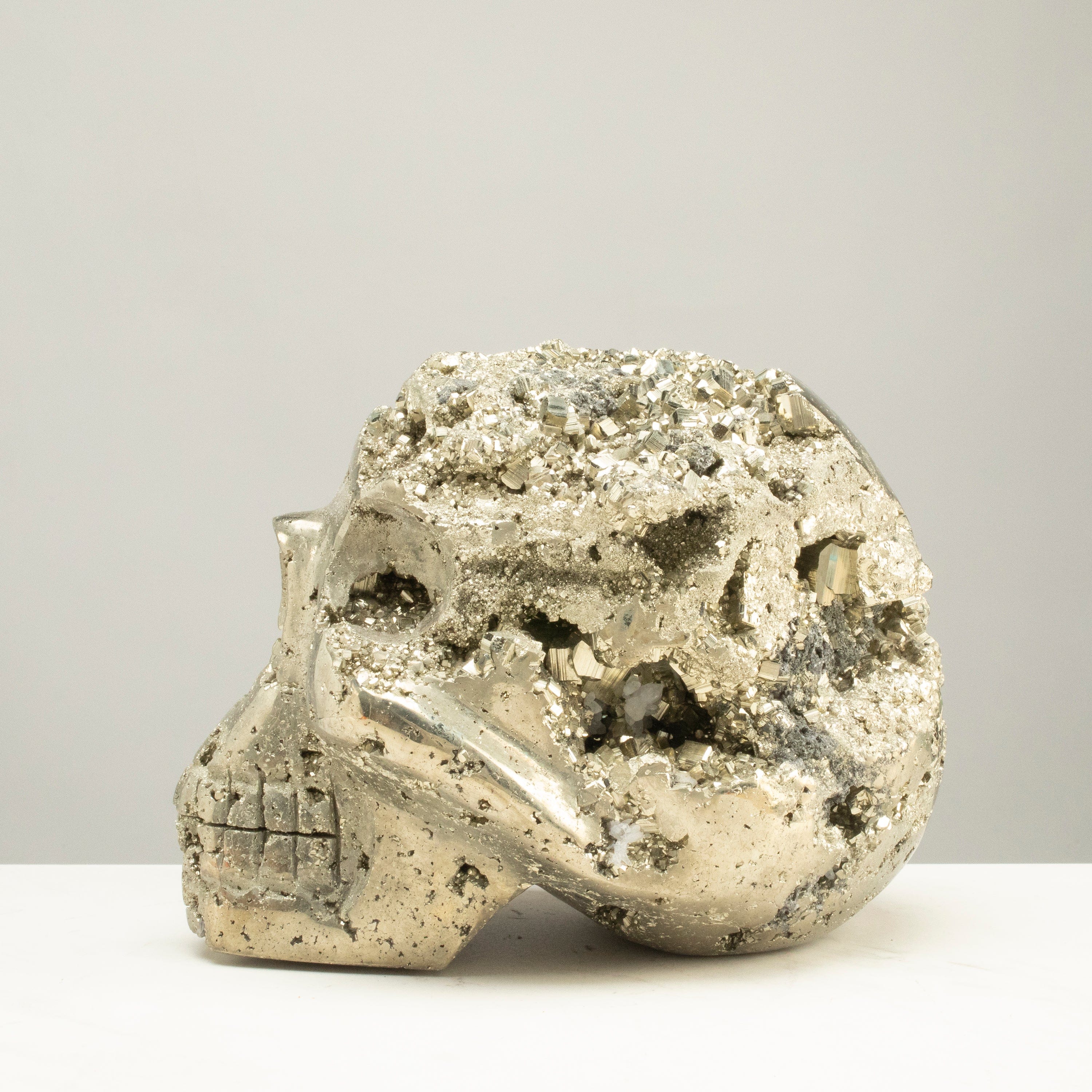 Kalifano Pyrite Peruvian Pyrite Skull Carving 7" / 13lbs PCSK6800.001