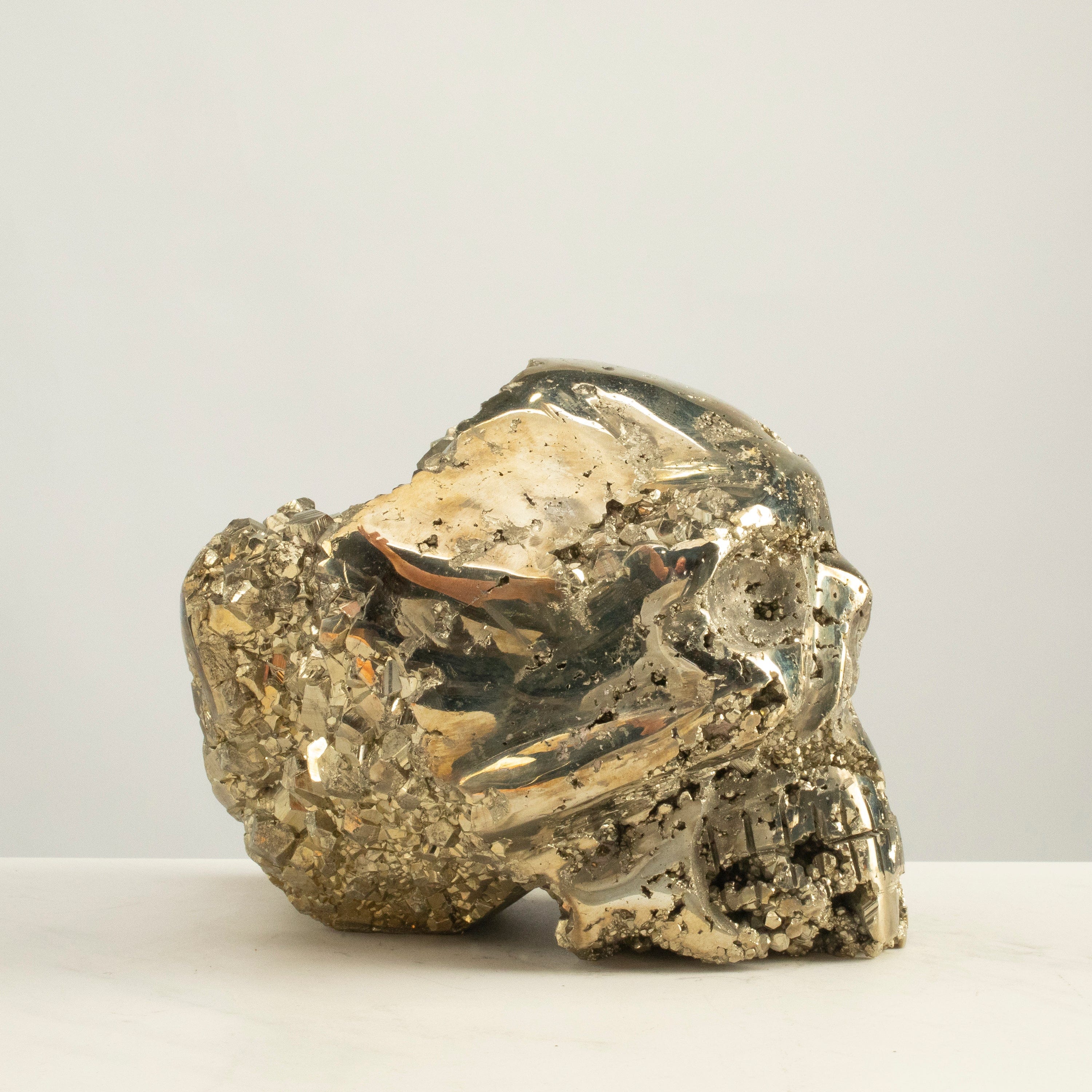 Kalifano Pyrite Peruvian Pyrite Skull Carving 8" / 12.7lbs PCSK7200.002