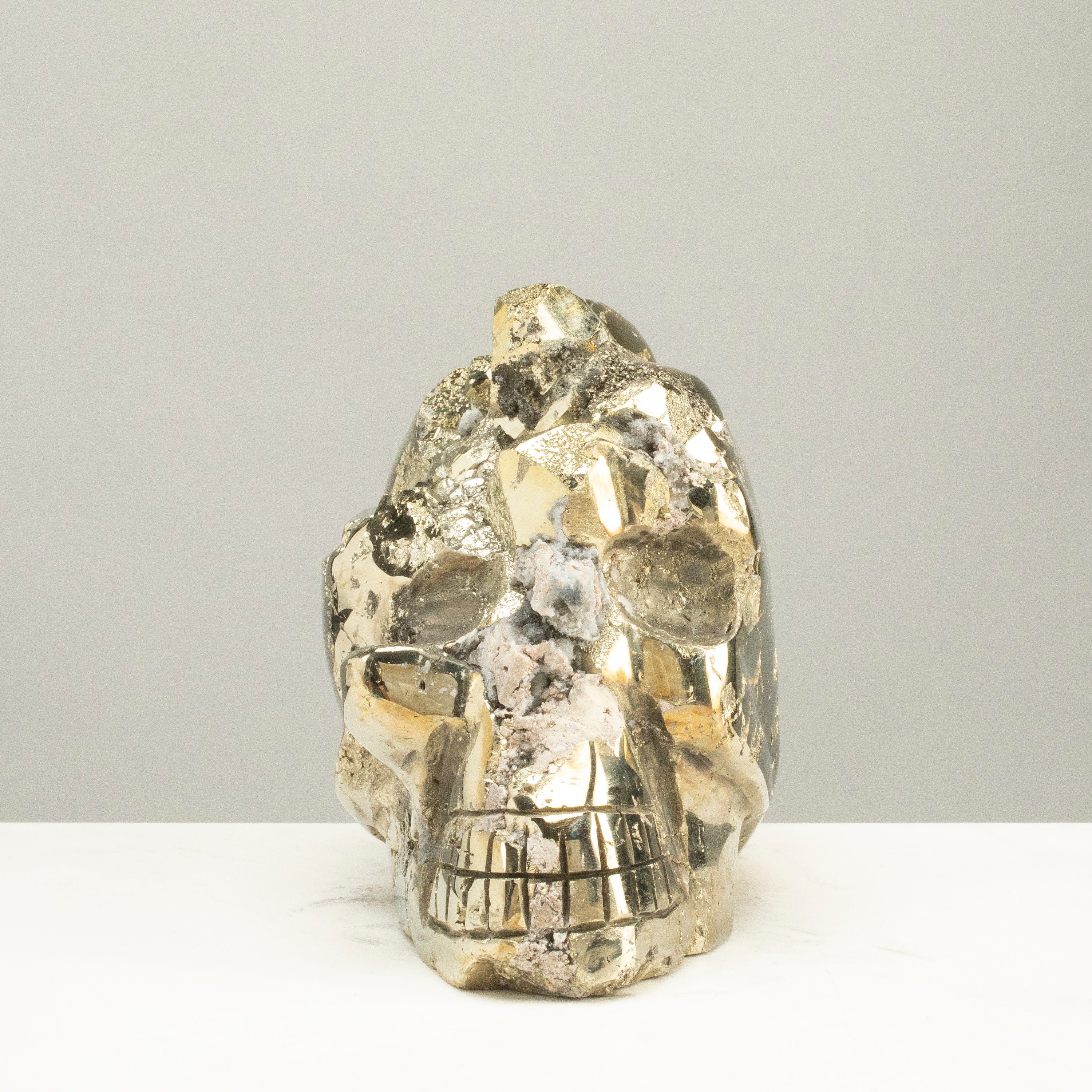 Kalifano Pyrite Peruvian Pyrite Skull Carving 8" / 8lbs PCSK4200.001