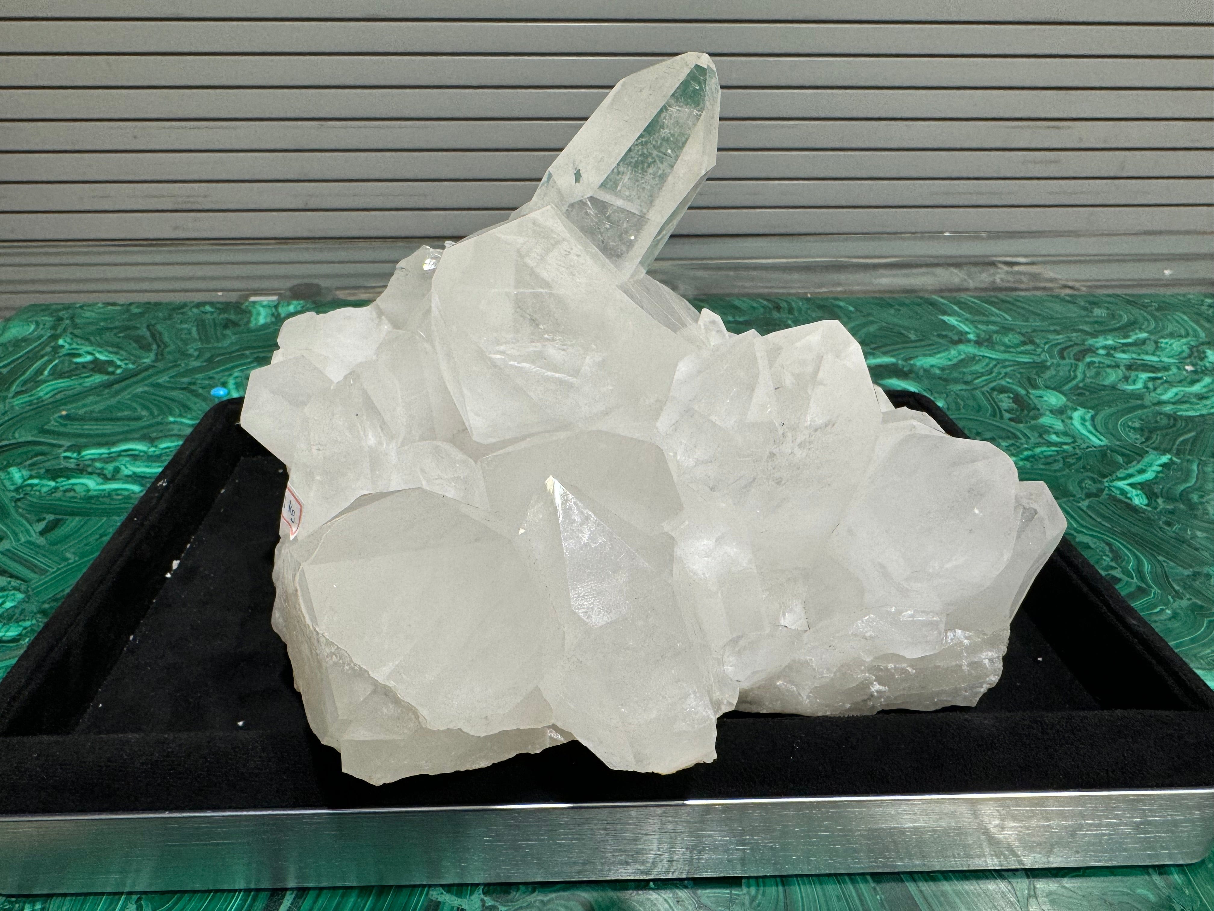 Kalifano Quartz Natural Clear Quartz Cluster 8.5" (AA800.003 -- 216mm W x 146mm H (203mm L) QC8000.003