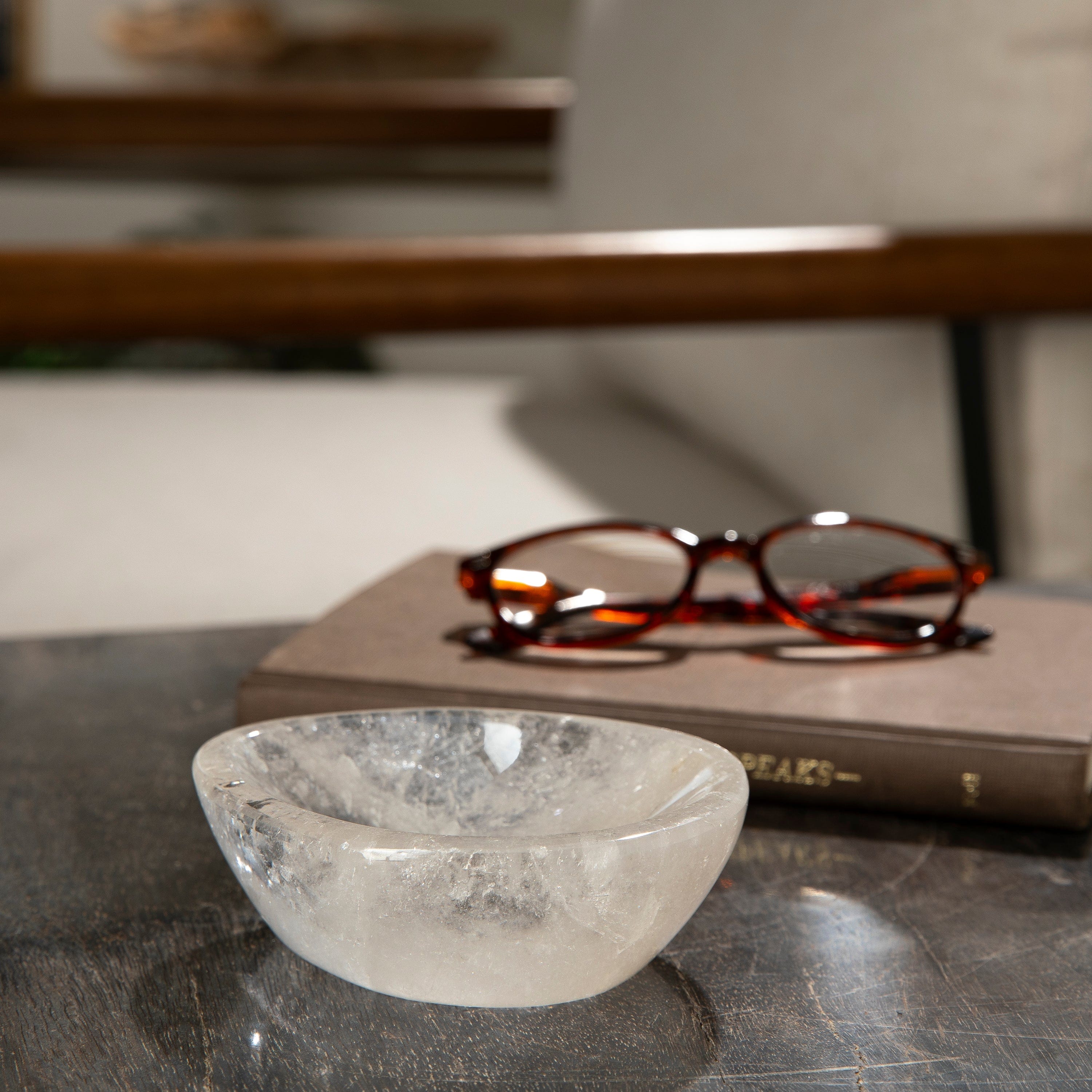Kalifano Quartz Natural Crystal Quartz Bowl - 400 grams BQ700