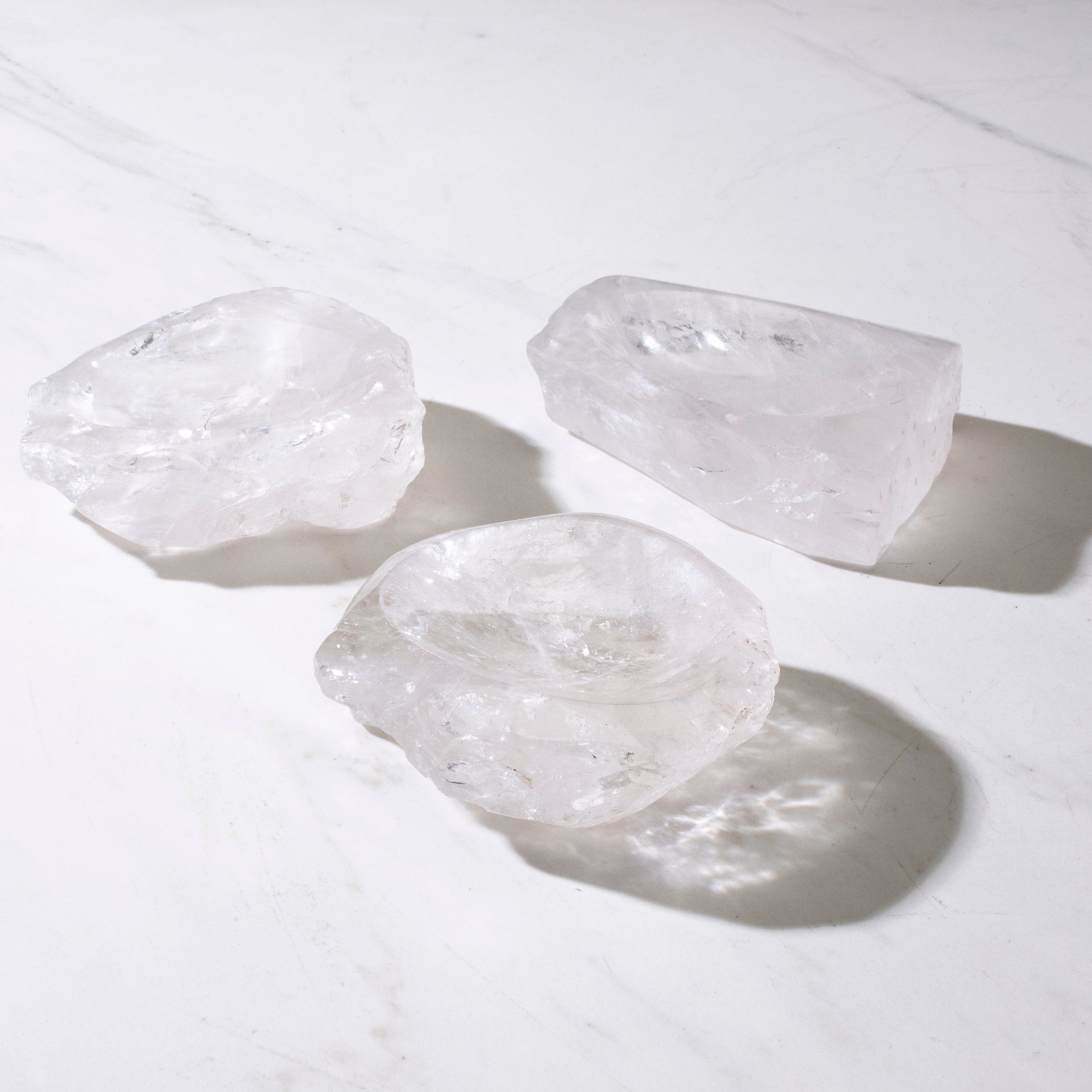Kalifano Quartz Natural Crystal Quartz Bowl (Rough / Unpolished Edges) - 300 grams BQ600-RG