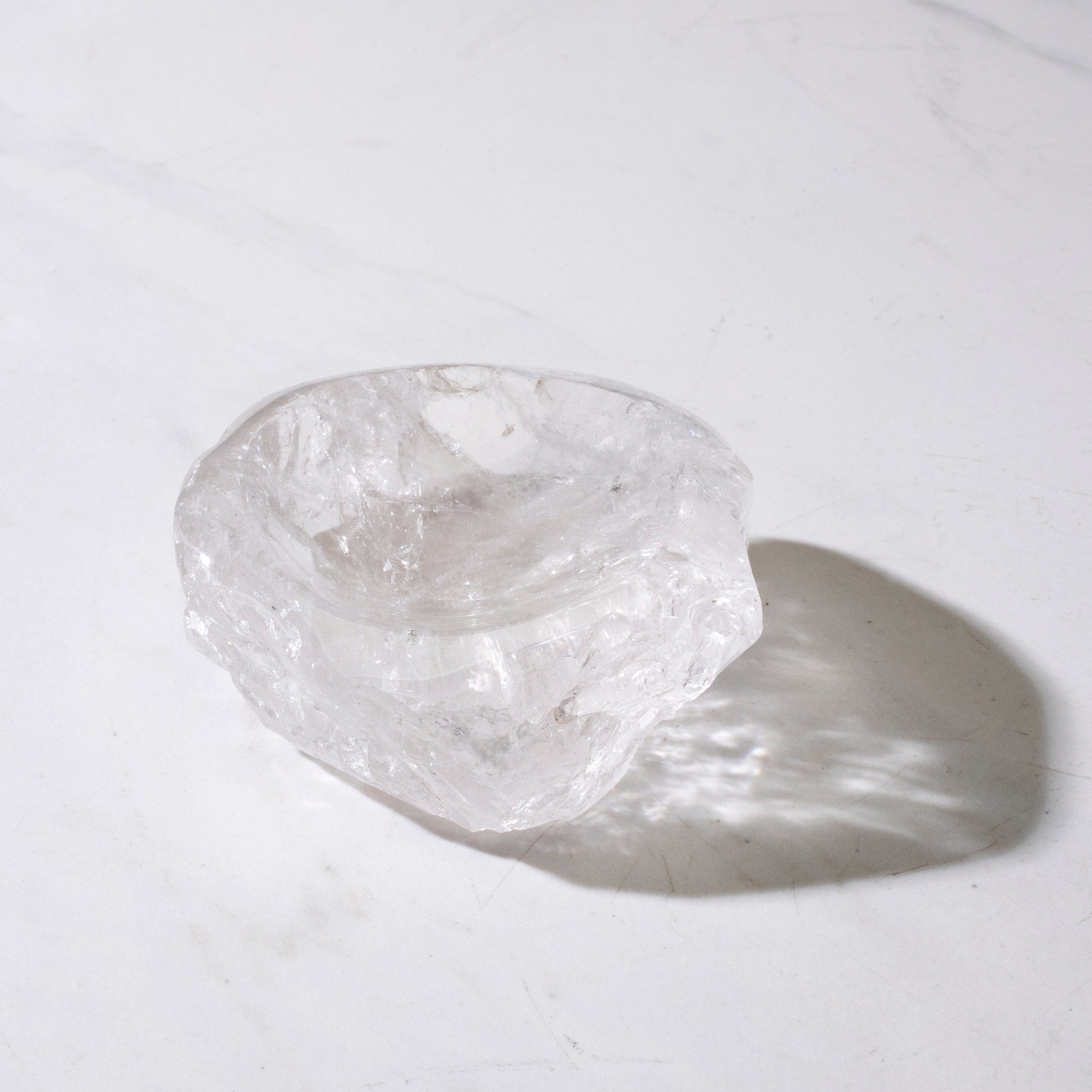 Kalifano Quartz Natural Crystal Quartz Bowl (Rough / Unpolished Edges) - 300 grams BQ600-RG