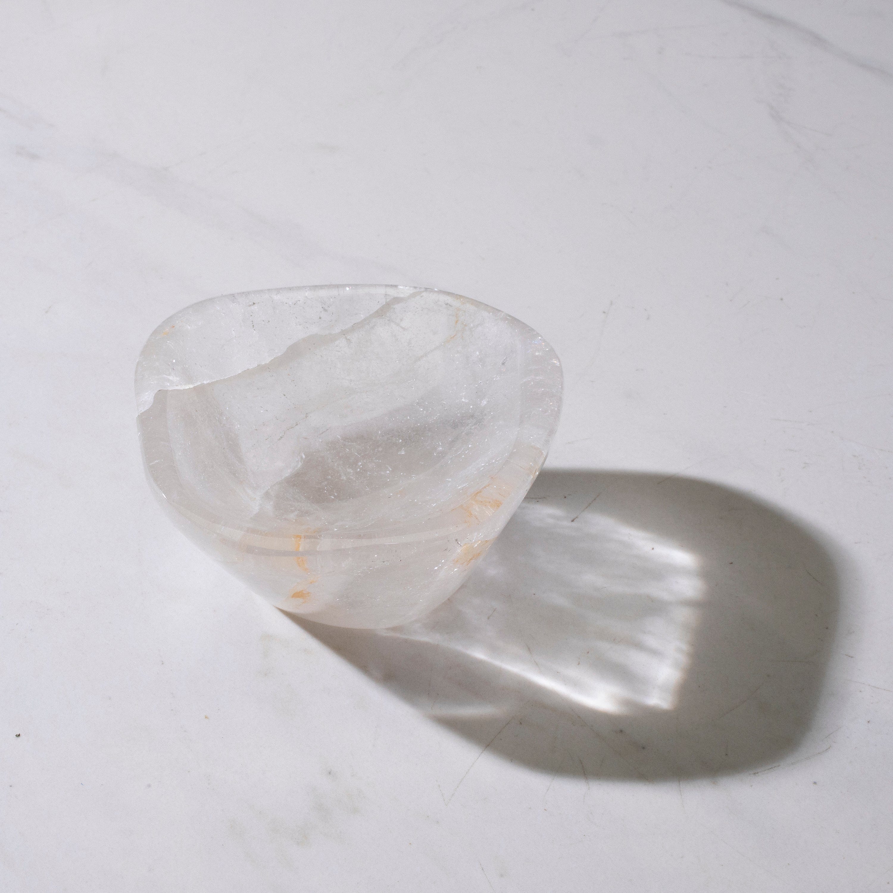 Kalifano Quartz Natural Crystal Quartz Bowl (Smooth / Polished Edges) - 300 grams BQ600-PE