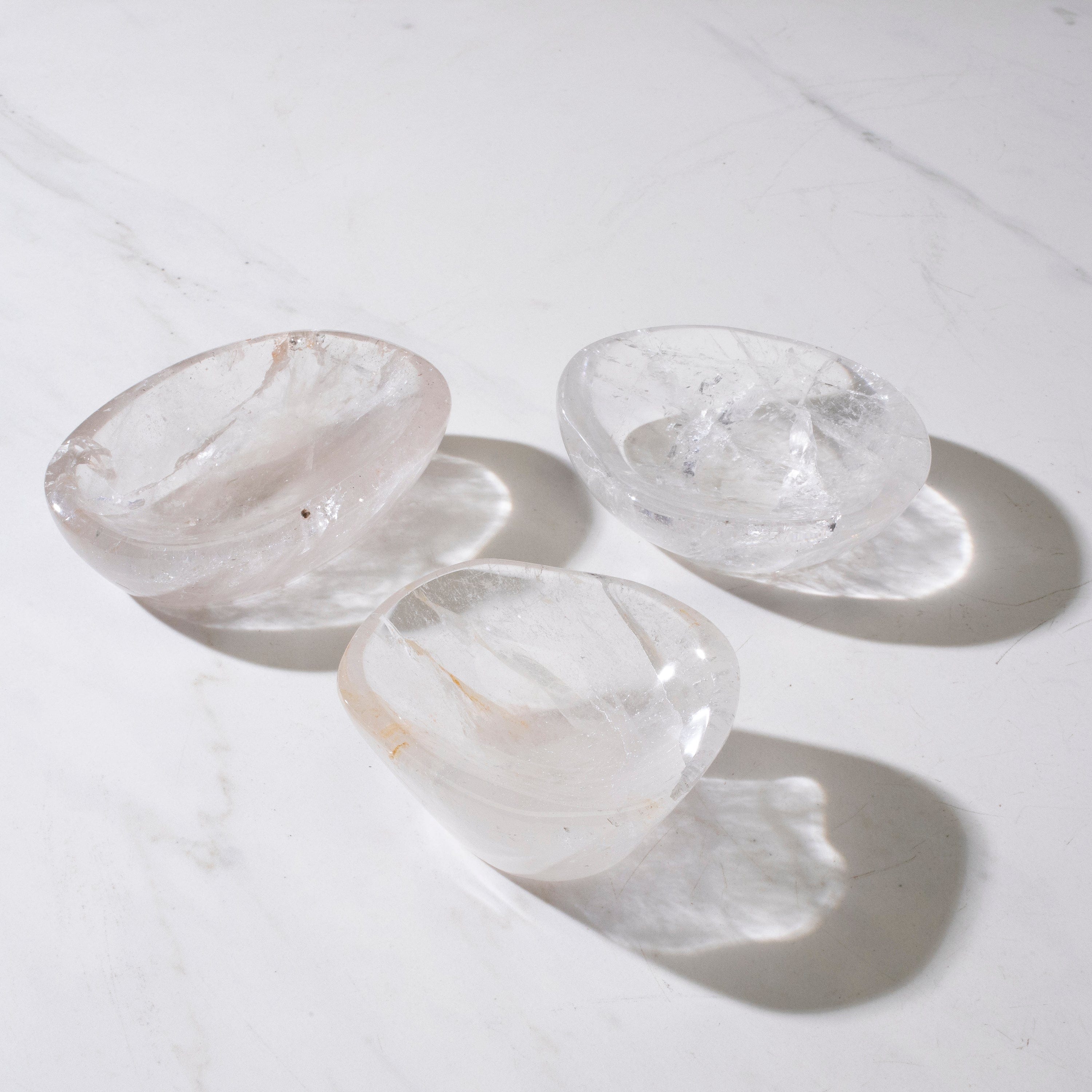 Kalifano Quartz Natural Crystal Quartz Bowl (Smooth / Polished Edges) - 300 grams BQ600-PE
