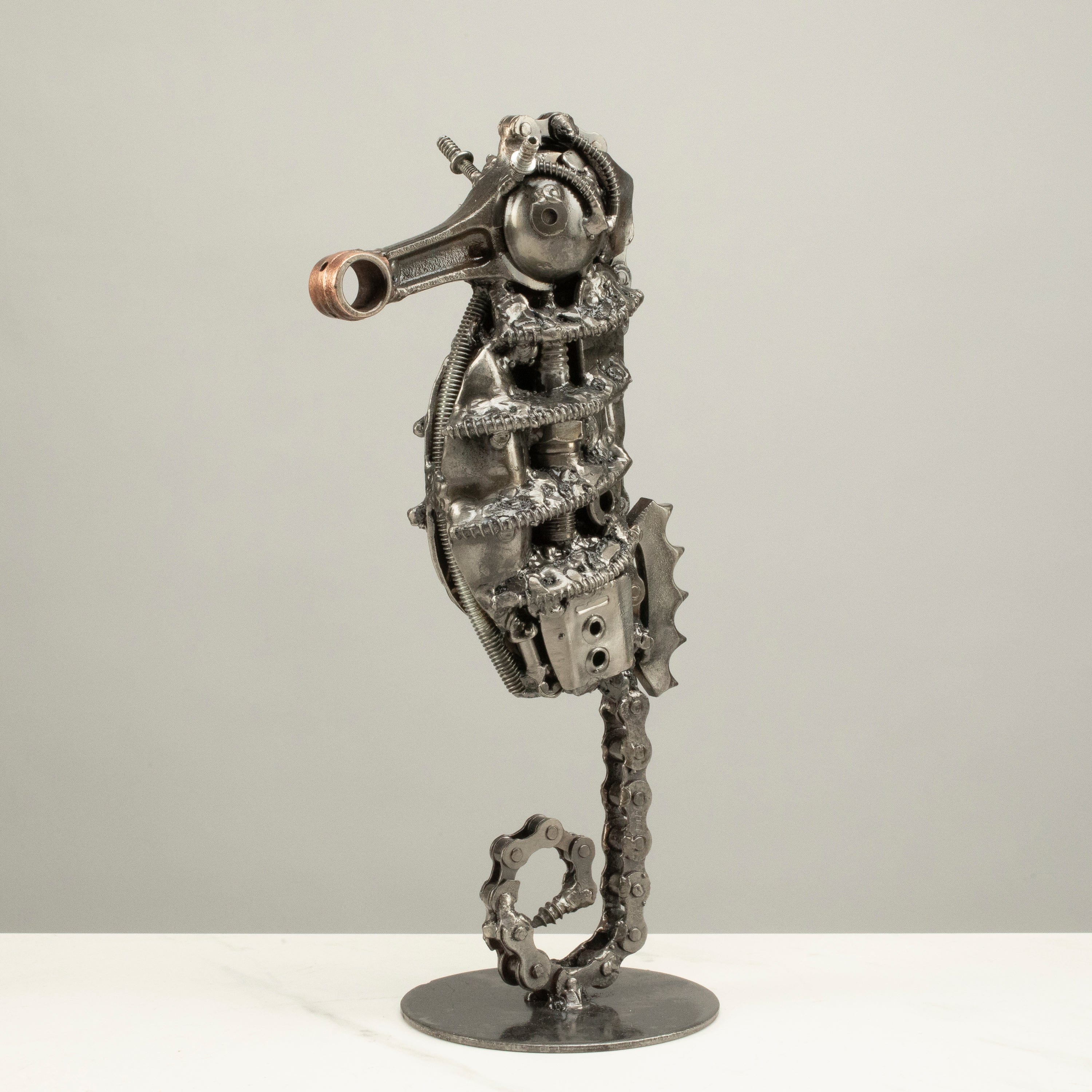 Kalifano Recycled Metal Art 10" Seahorse Inspired Recycled Metal Sculpture RMS-400SH-N