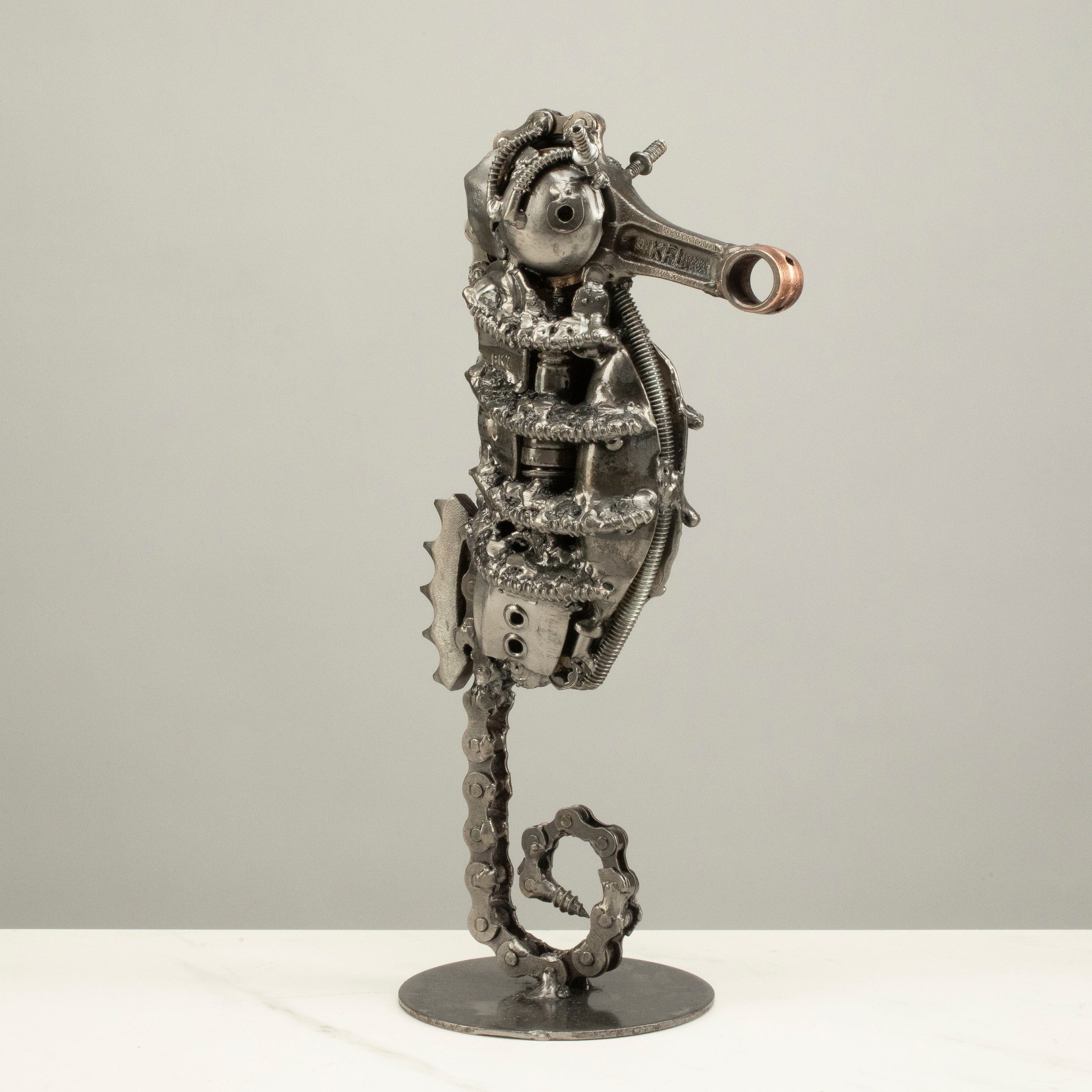 Kalifano Recycled Metal Art 10" Seahorse Inspired Recycled Metal Sculpture RMS-400SH-N