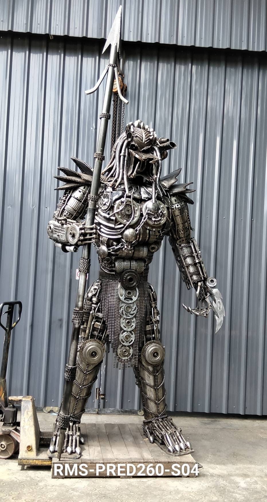 Kalifano Recycled Metal Art 102" Predator Inspired Recycled Metal Art Sculpture RMS-PRED260-S04