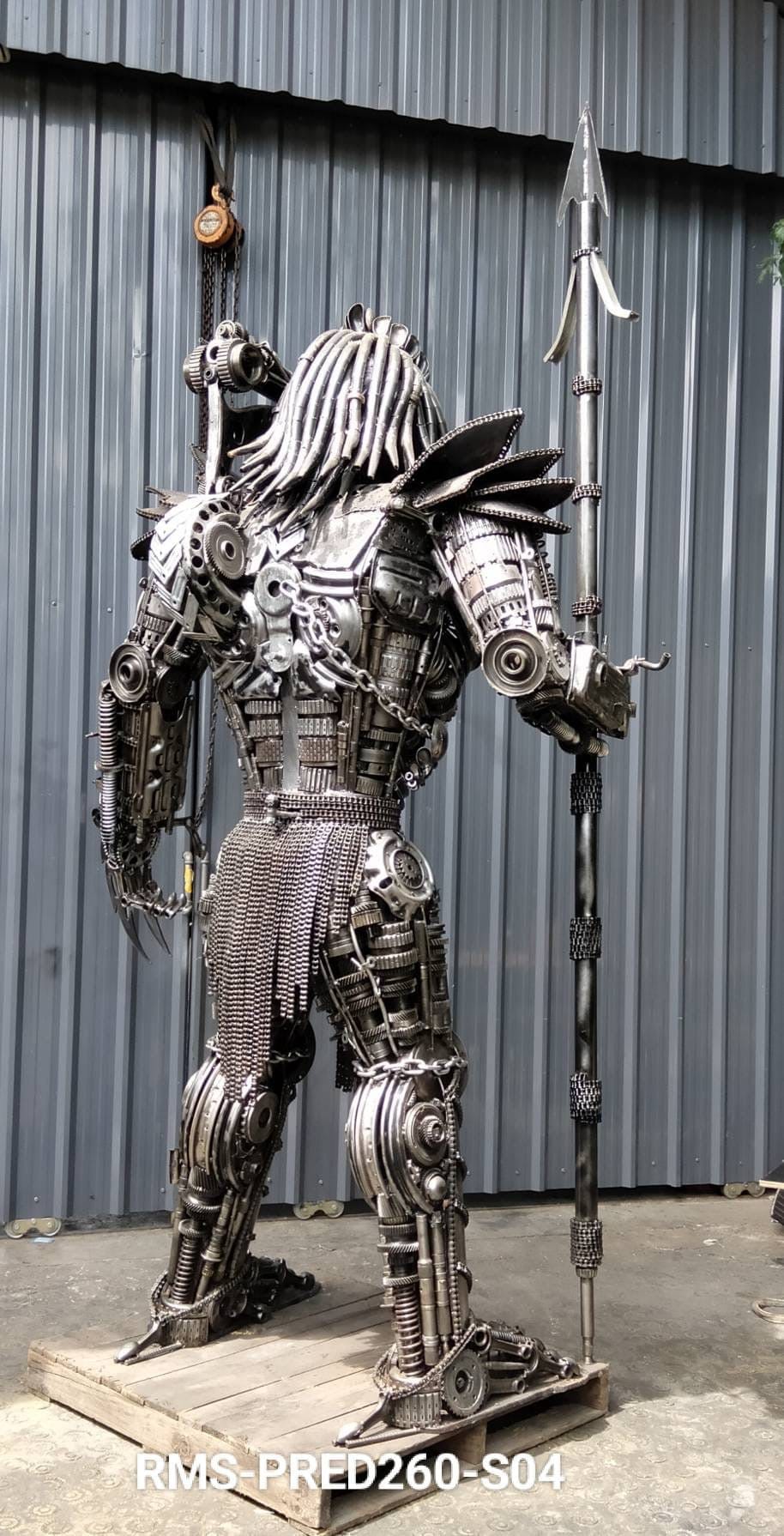 Kalifano Recycled Metal Art 102" Predator Inspired Recycled Metal Art Sculpture RMS-PRED260-S04