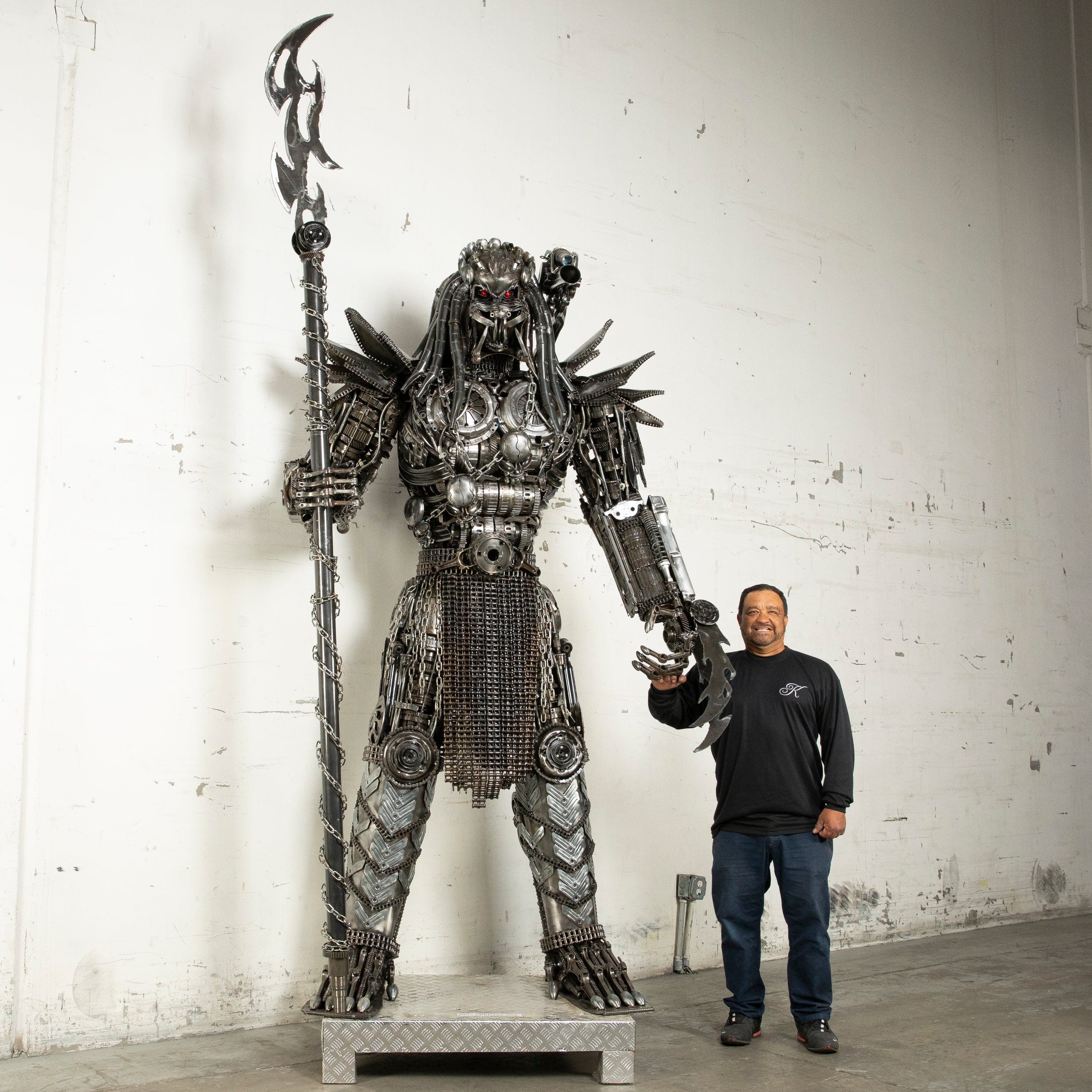 Kalifano Recycled Metal Art 102" Predator Inspired Recycled Metal Art Sculpture RMS-PRED260-S05