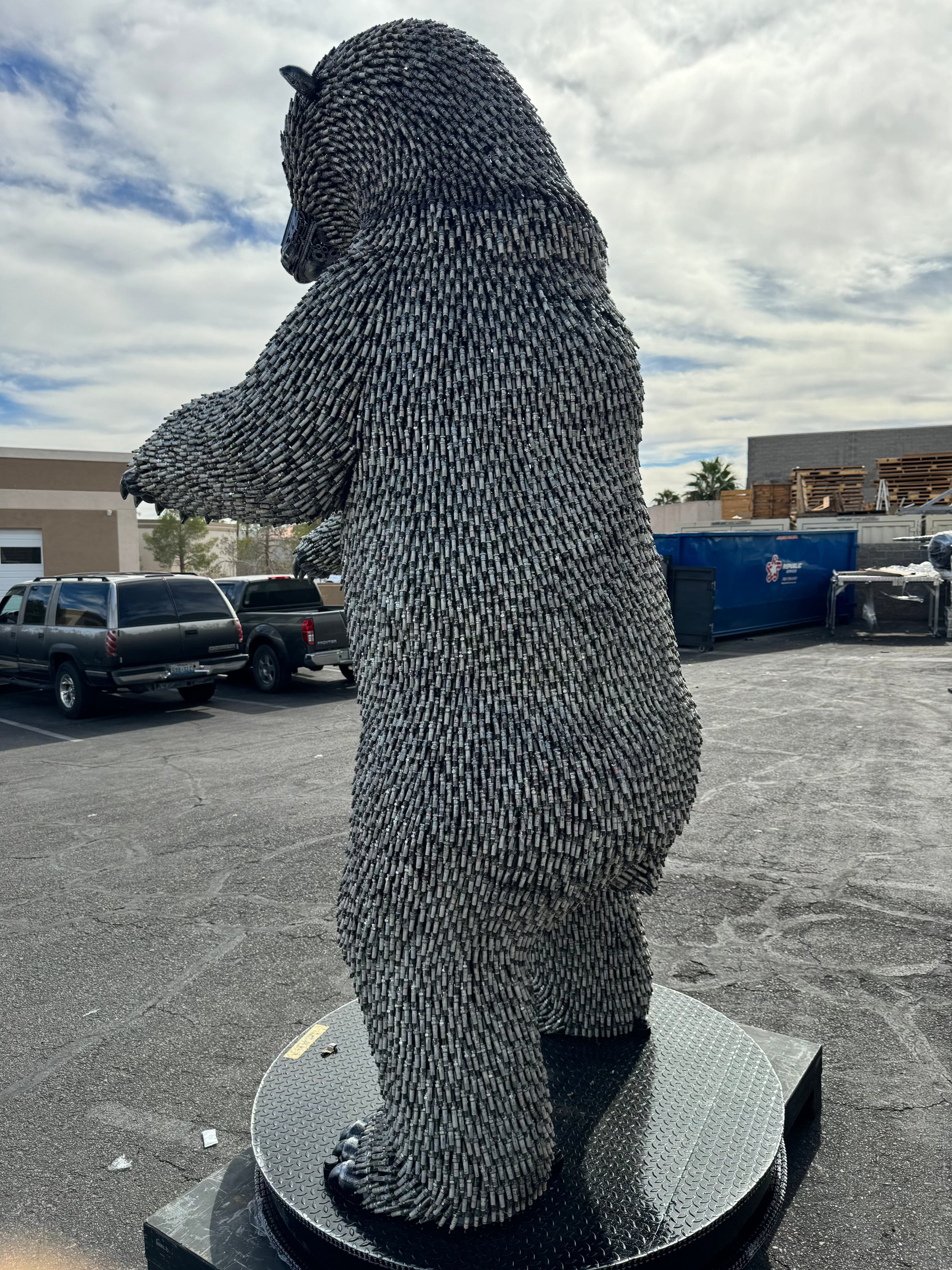 Kalifano Recycled Metal Art 106" Spark Plug Polar Bear (20,000+) Recycled Metal Sculpture RMS-PLB-P