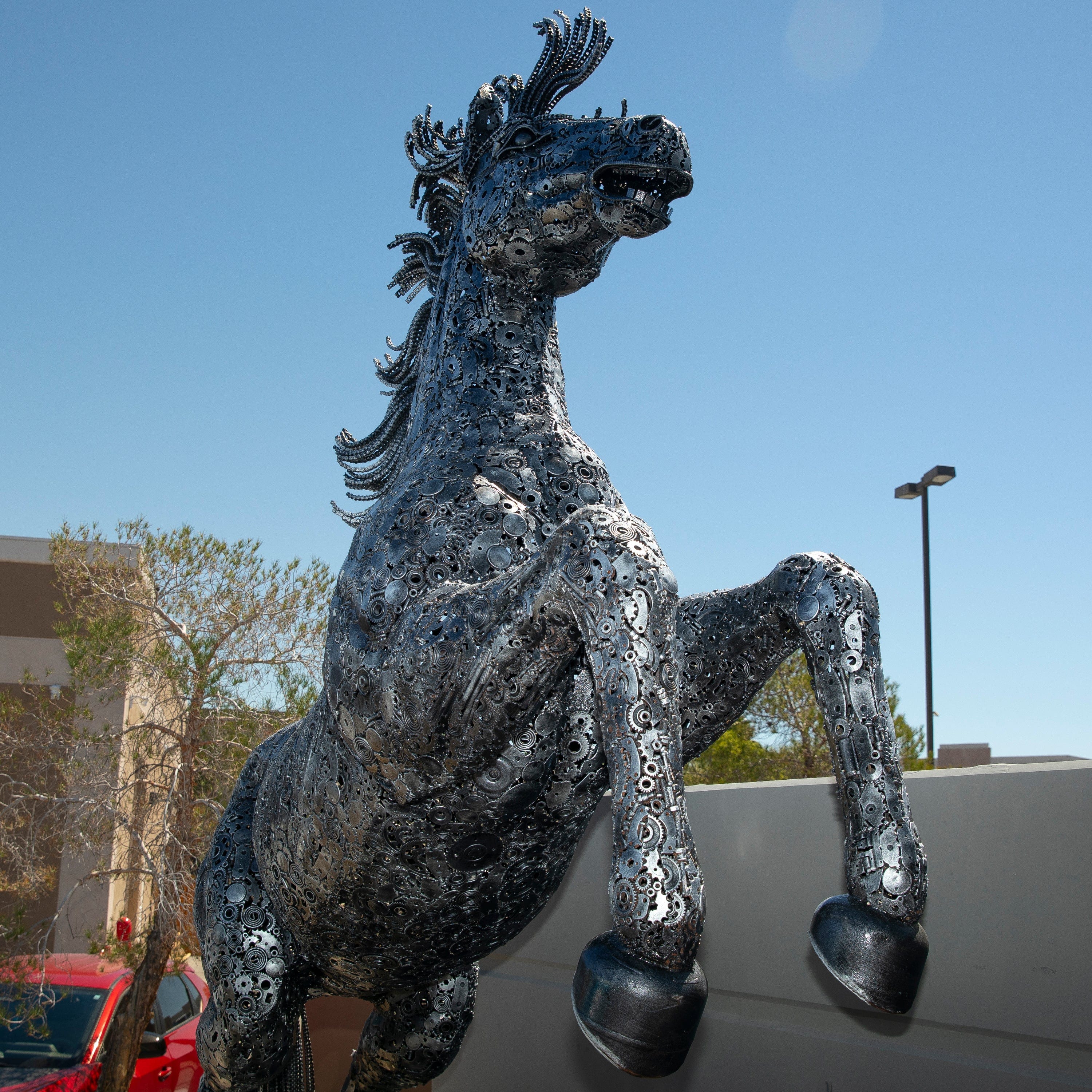 Kalifano Recycled Metal Art 145" Standing Horse Recycled Metal Art Sculpture RMS-HORSE-P