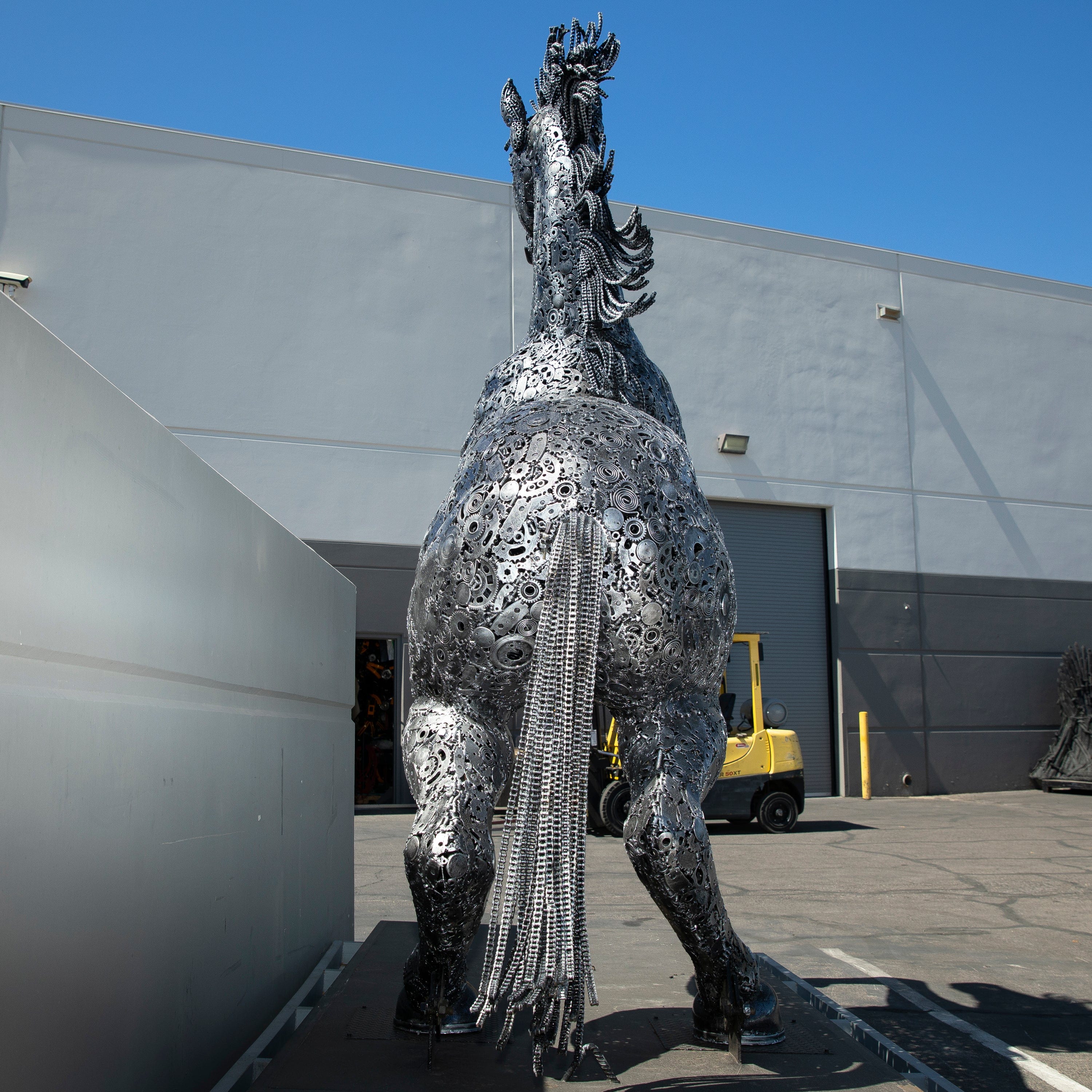 Kalifano Recycled Metal Art 145" Standing Horse Recycled Metal Art Sculpture RMS-HORSE-P
