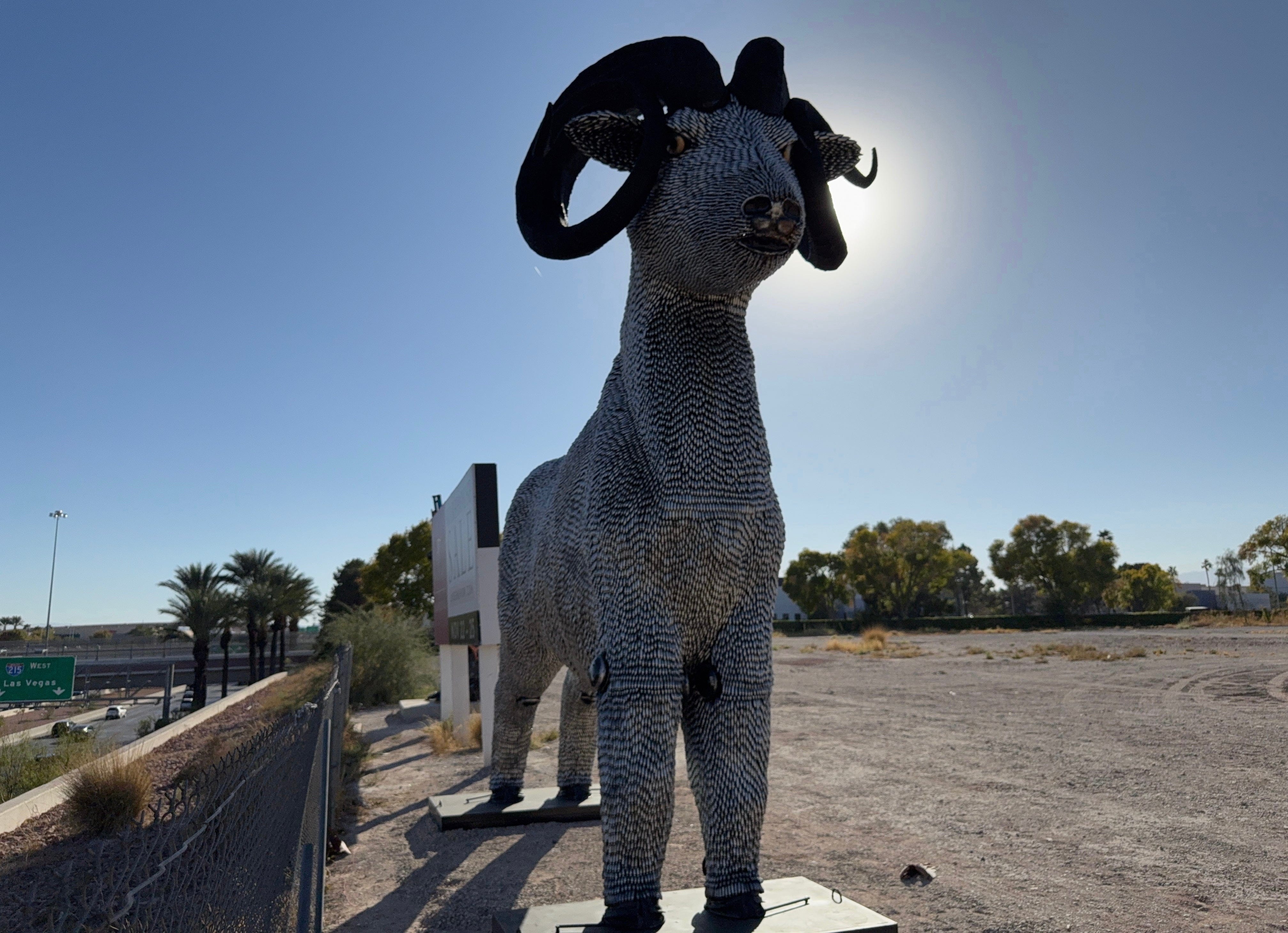 Kalifano Recycled Metal Art 15ft CO2 Canisters and Spark Plugs (80,000+) Big Horn Sheep Recycled Metal Sculpture RMS-ALP500-P