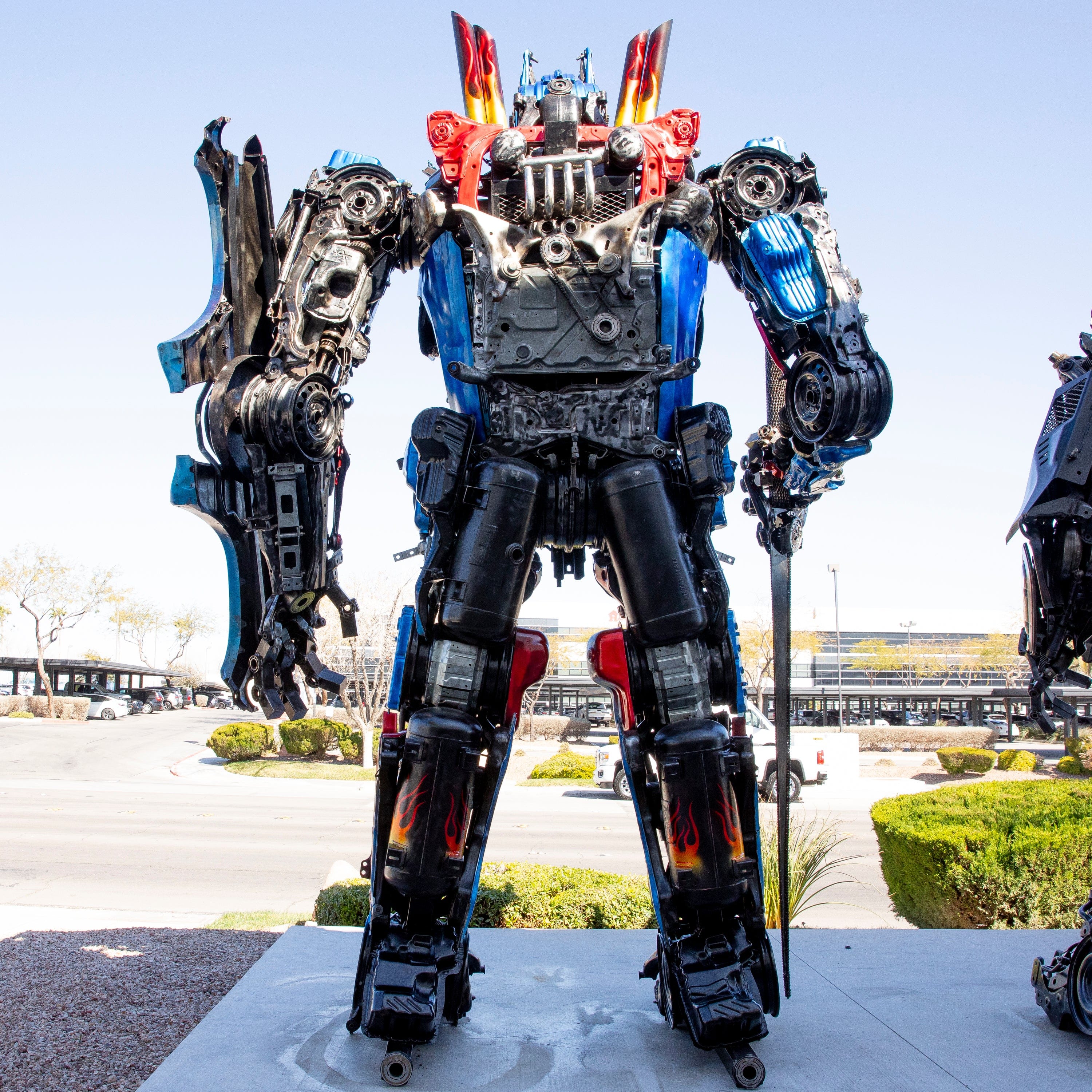 Kalifano Recycled Metal Art 178" Optimus Prime Inspired Recycled Metal Art Sculpture RMS-OP450-S01