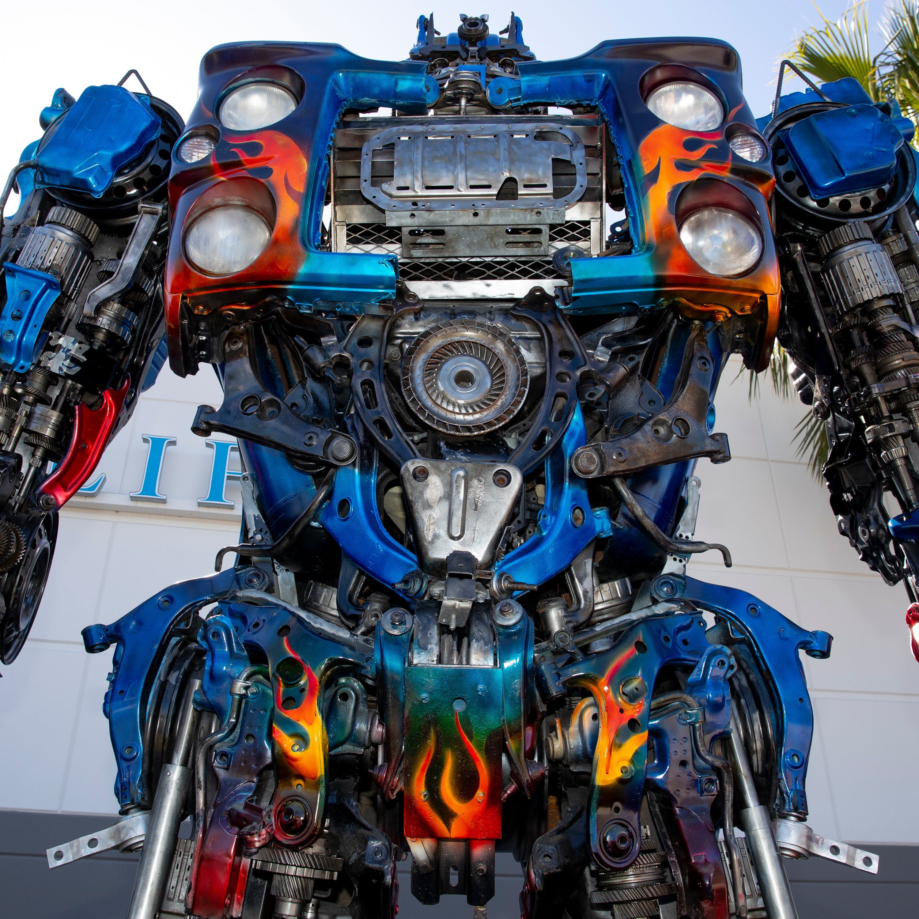 Kalifano Recycled Metal Art 178" Optimus Prime Inspired Recycled Metal Art Sculpture RMS-OP450-S01