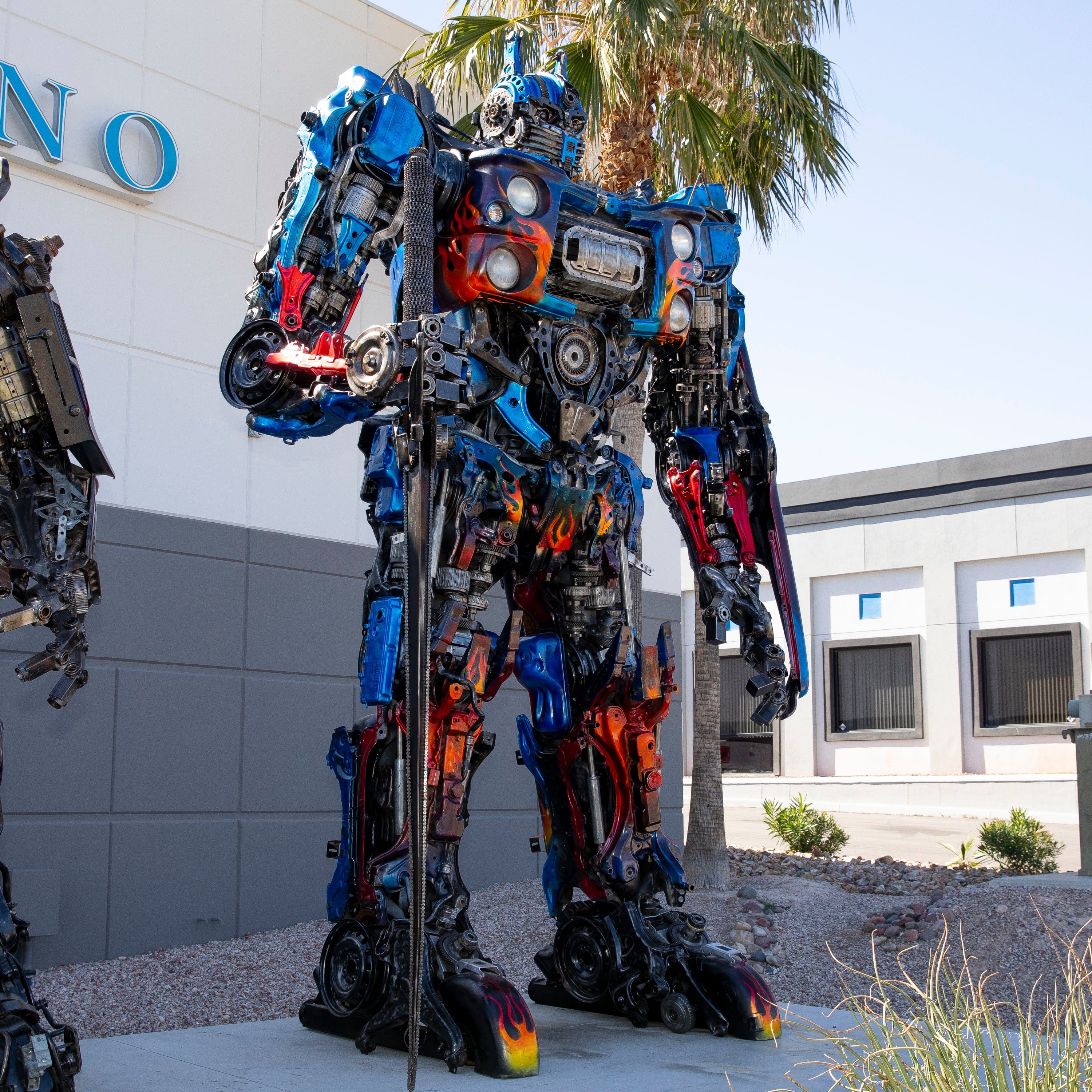 Kalifano Recycled Metal Art 178" Optimus Prime Inspired Recycled Metal Art Sculpture RMS-OP450-S01