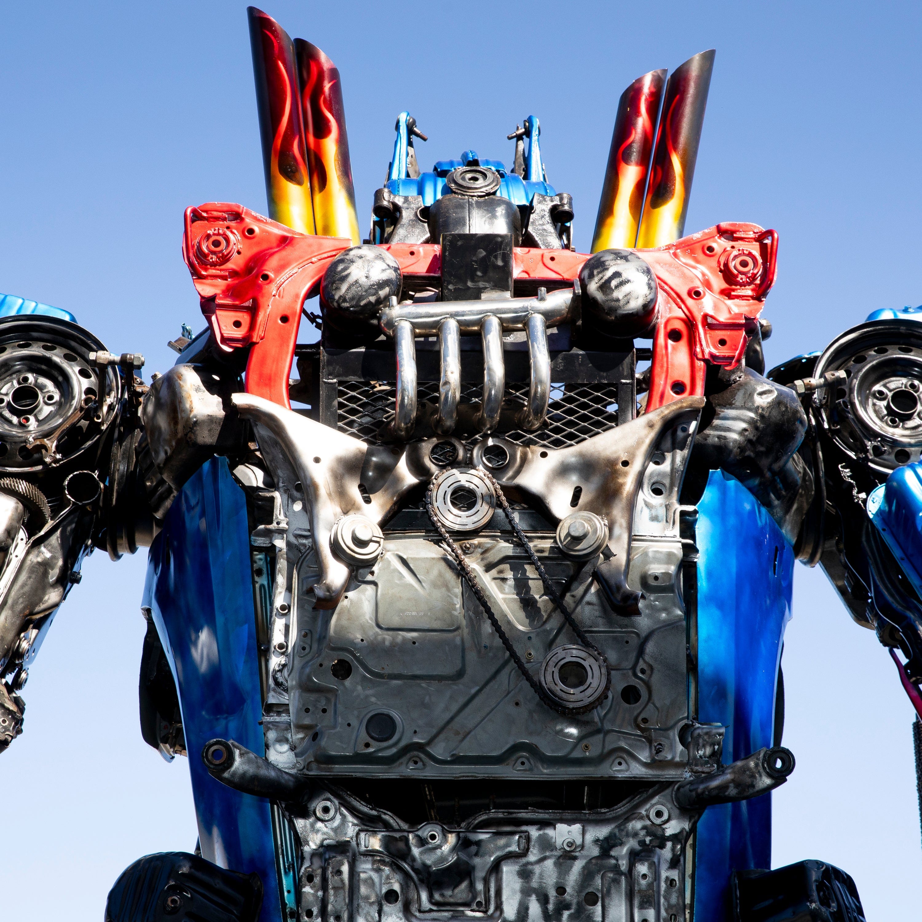 Kalifano Recycled Metal Art 178" Optimus Prime Inspired Recycled Metal Art Sculpture RMS-OP450-S01