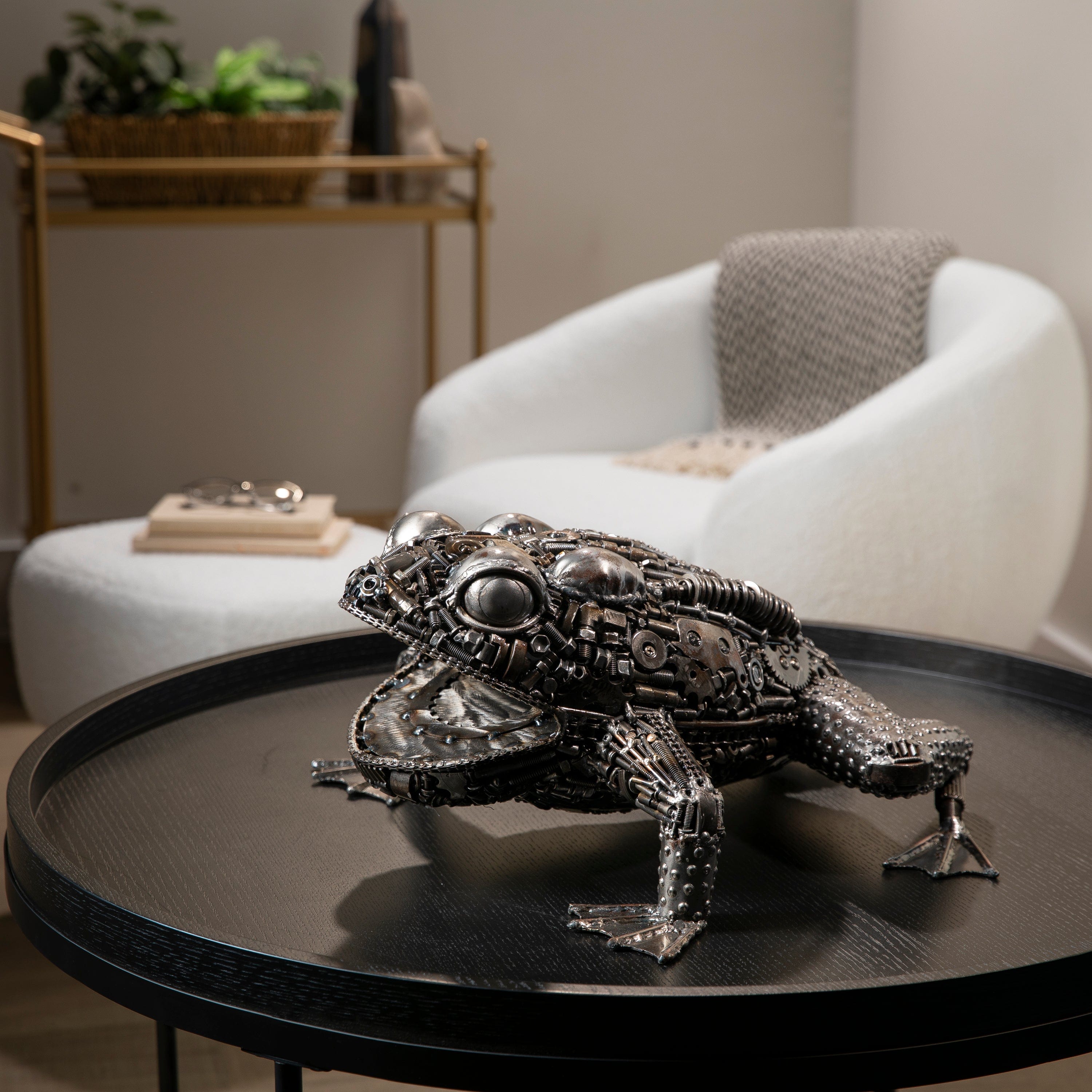 KALIFANO Recycled Metal Art 20" Frog Inspired Recycled Metal Art Sculpture RMS-FR53x23-PK