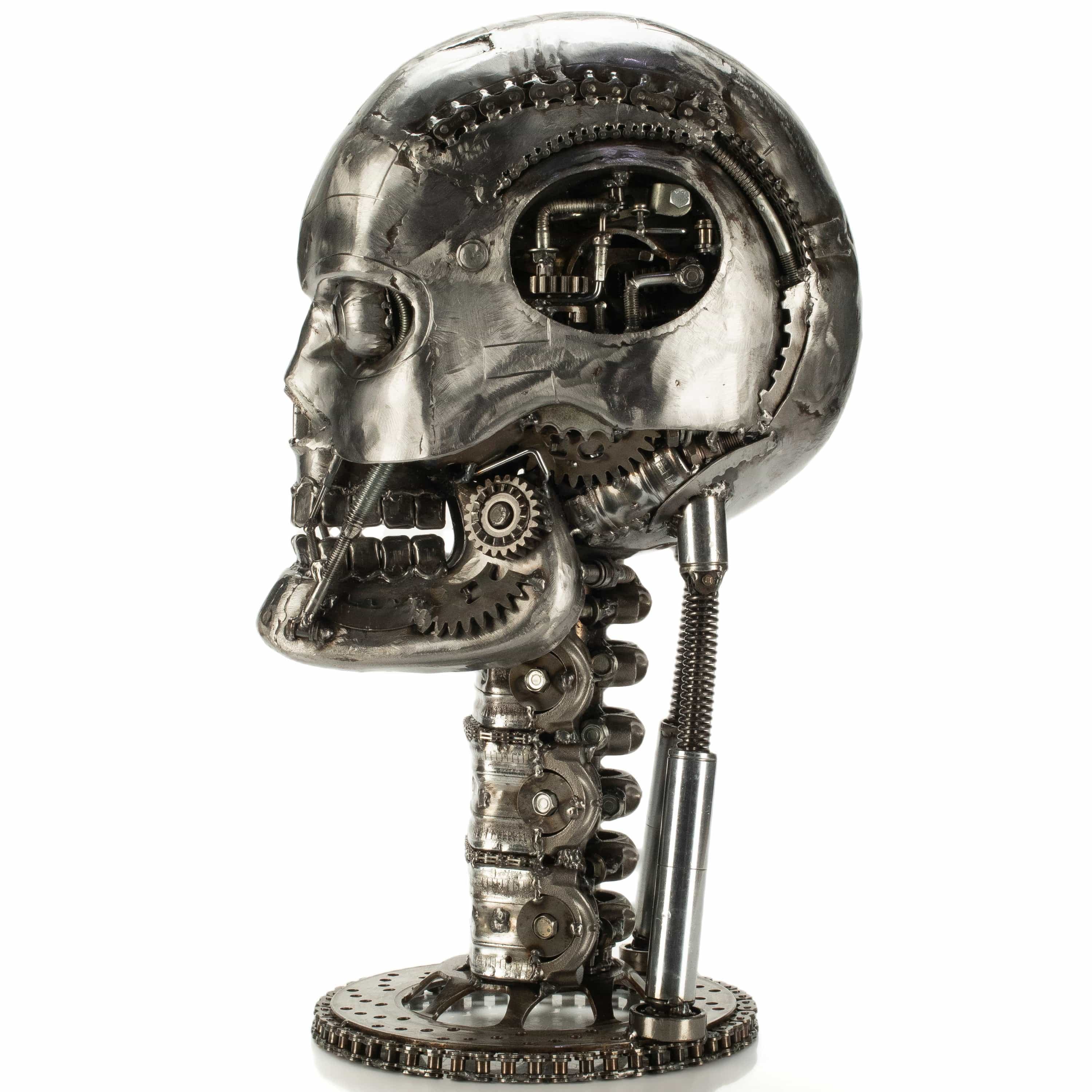 KALIFANO Recycled Metal Art 21" Skull Head Recycled Metal Art Sculpture RMS-SK22x53-PK