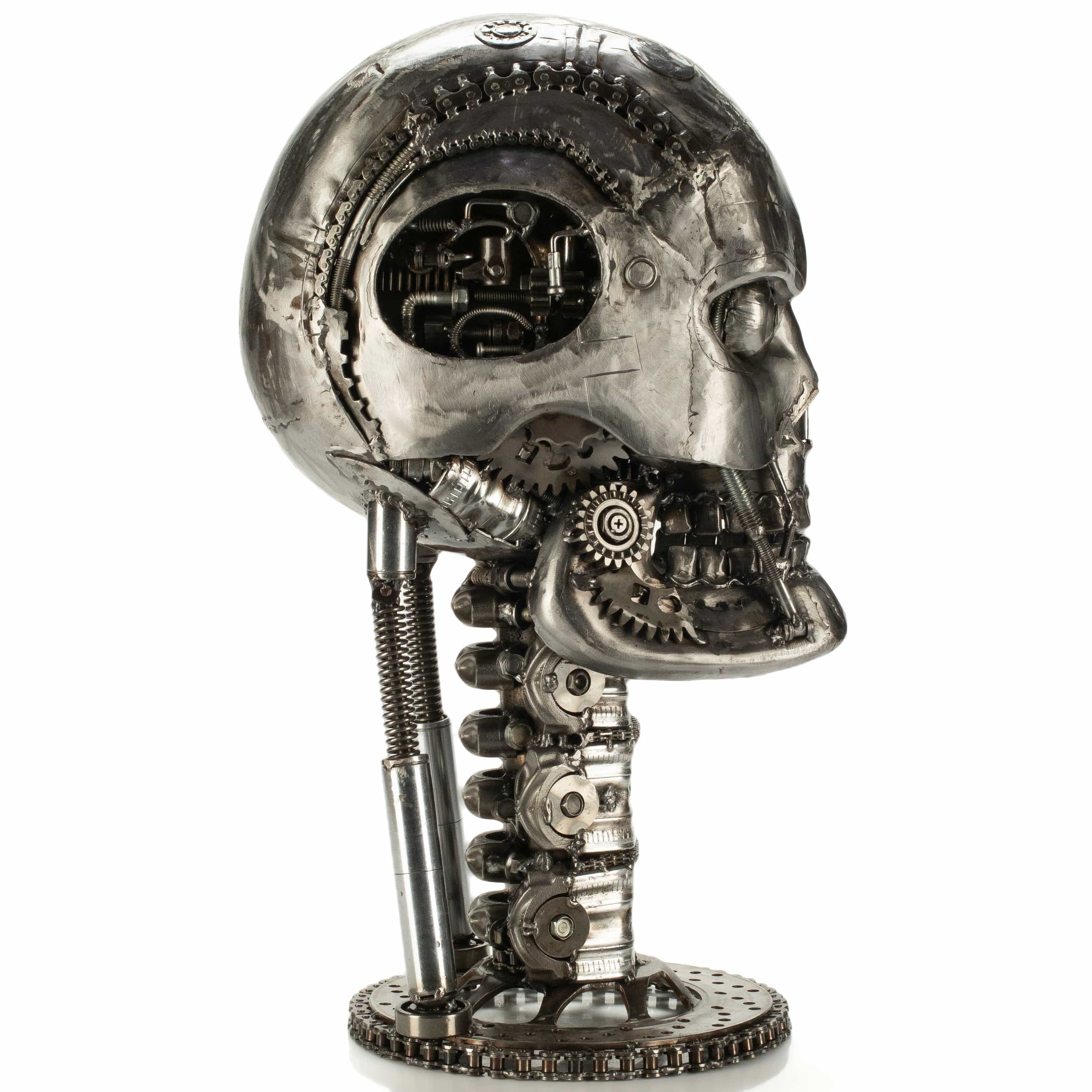 KALIFANO Recycled Metal Art 21" Skull Head Recycled Metal Art Sculpture RMS-SK22x53-PK