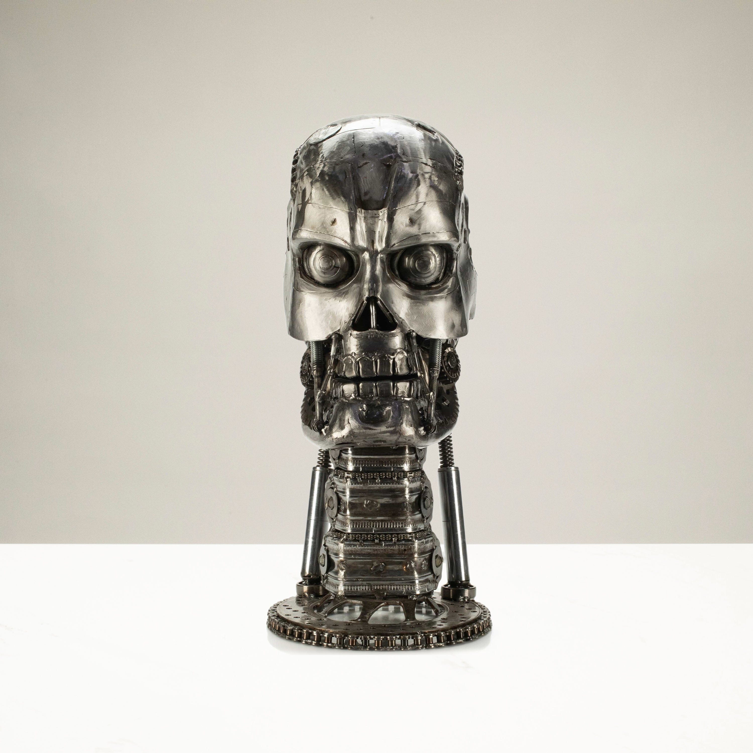 KALIFANO Recycled Metal Art 21" Skull Head Recycled Metal Art Sculpture RMS-SK22x53-PK