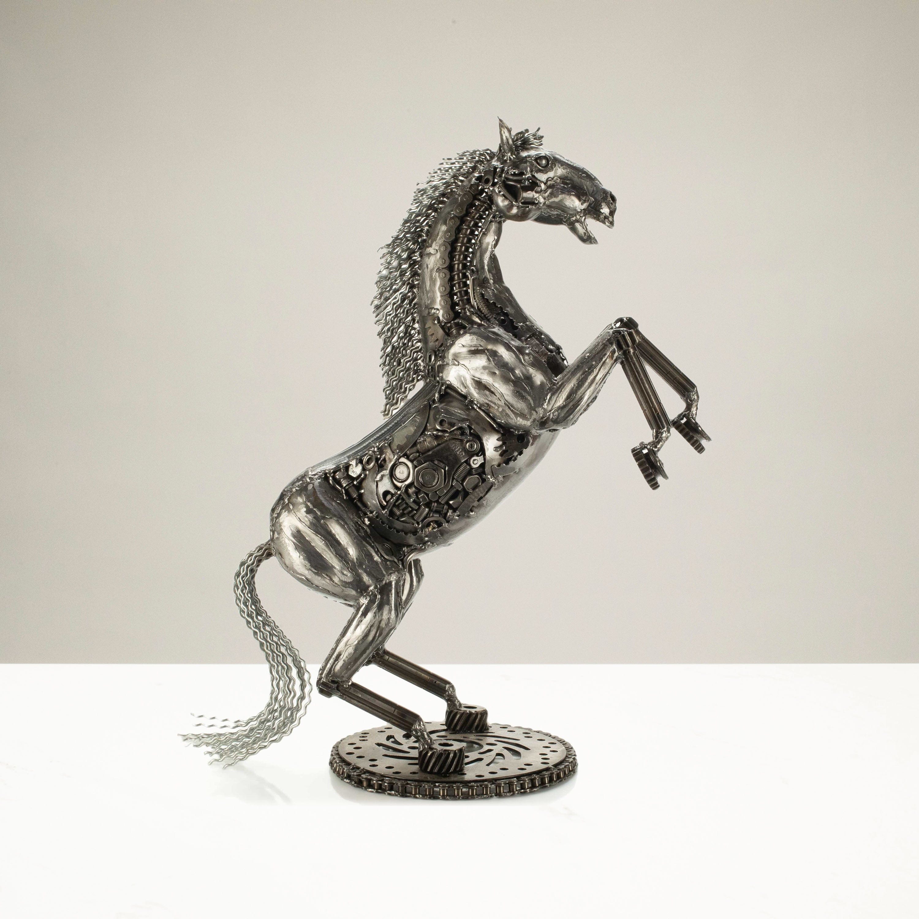 KALIFANO Recycled Metal Art 24" Jumping Horse Inspired Recycled Metal Art Sculpture RMS-JHS74x53-PK