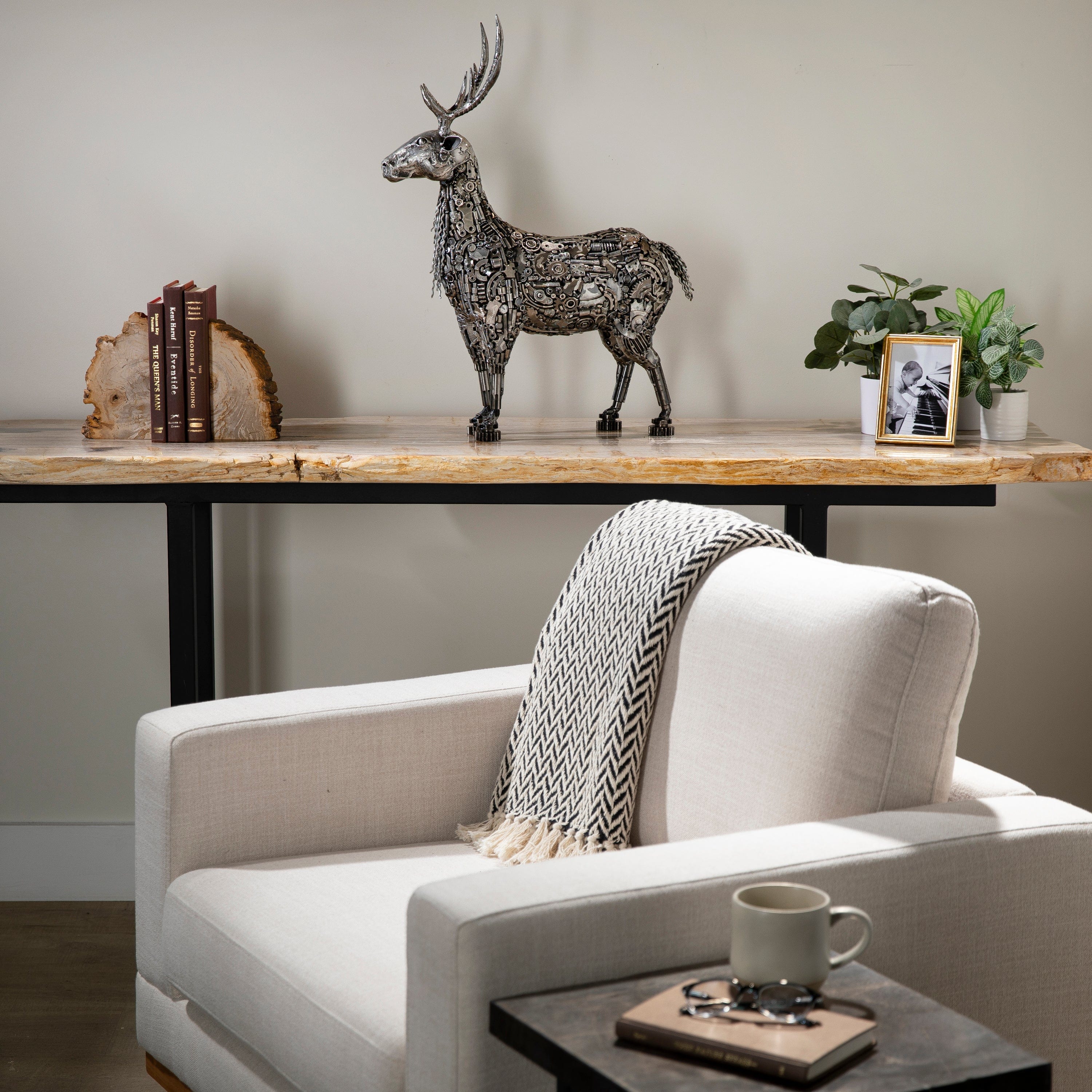KALIFANO Recycled Metal Art 26" Reindeer Recycled Metal Art Sculpture RMS-RD52X67-PK