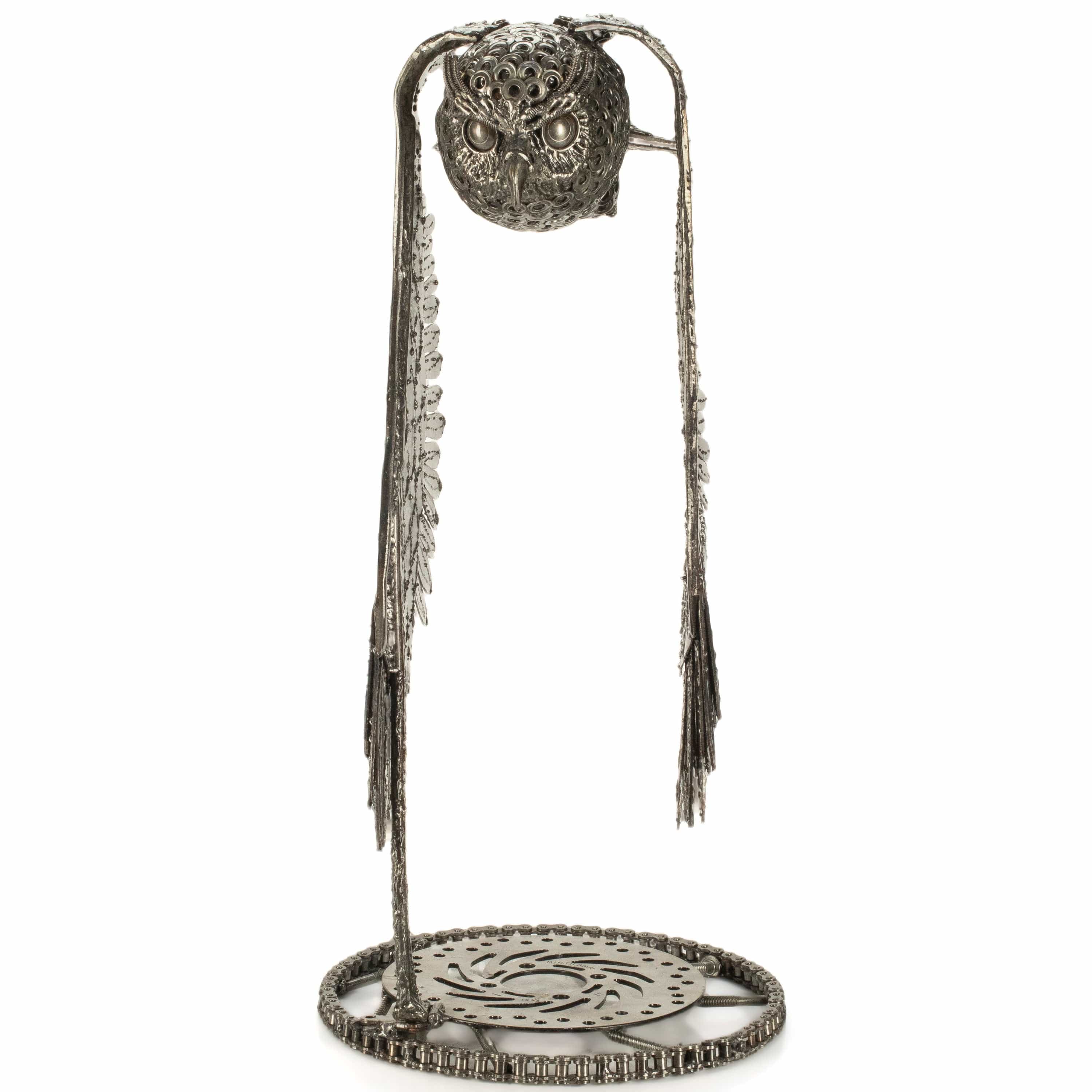 KALIFANO Recycled Metal Art 27" Flying Owl Inspired Recycled Metal Art Sculpture RMS-OWL45x68-PK