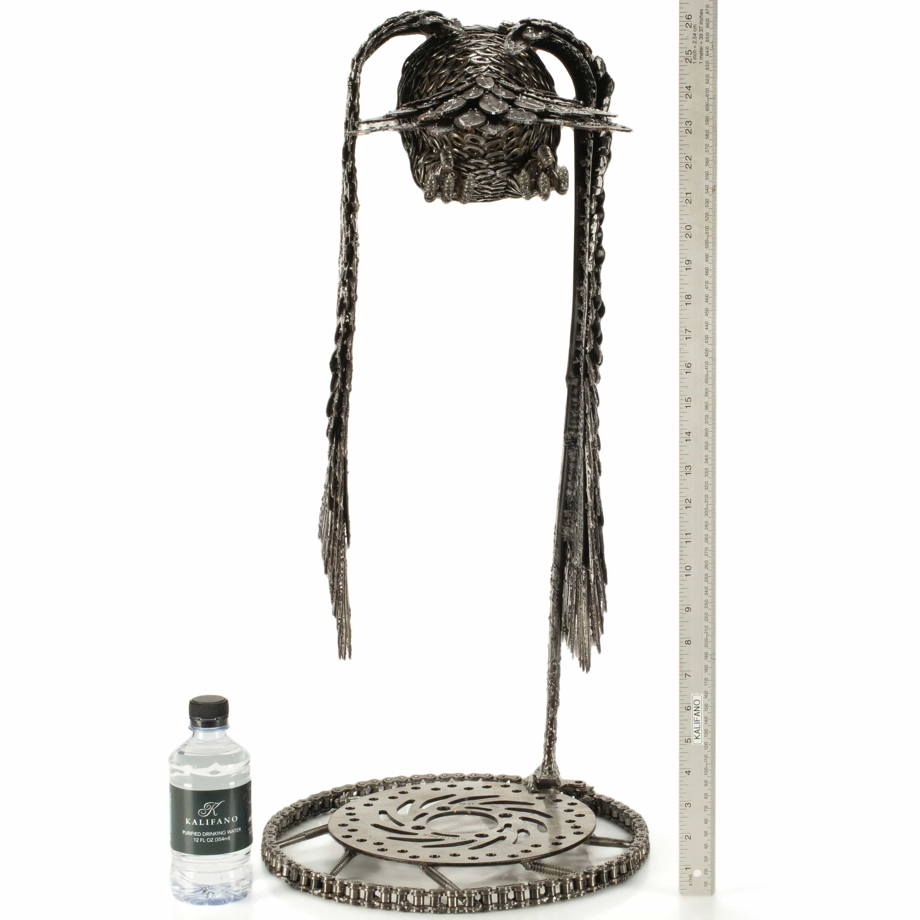 KALIFANO Recycled Metal Art 27" Flying Owl Inspired Recycled Metal Art Sculpture RMS-OWL45x68-PK