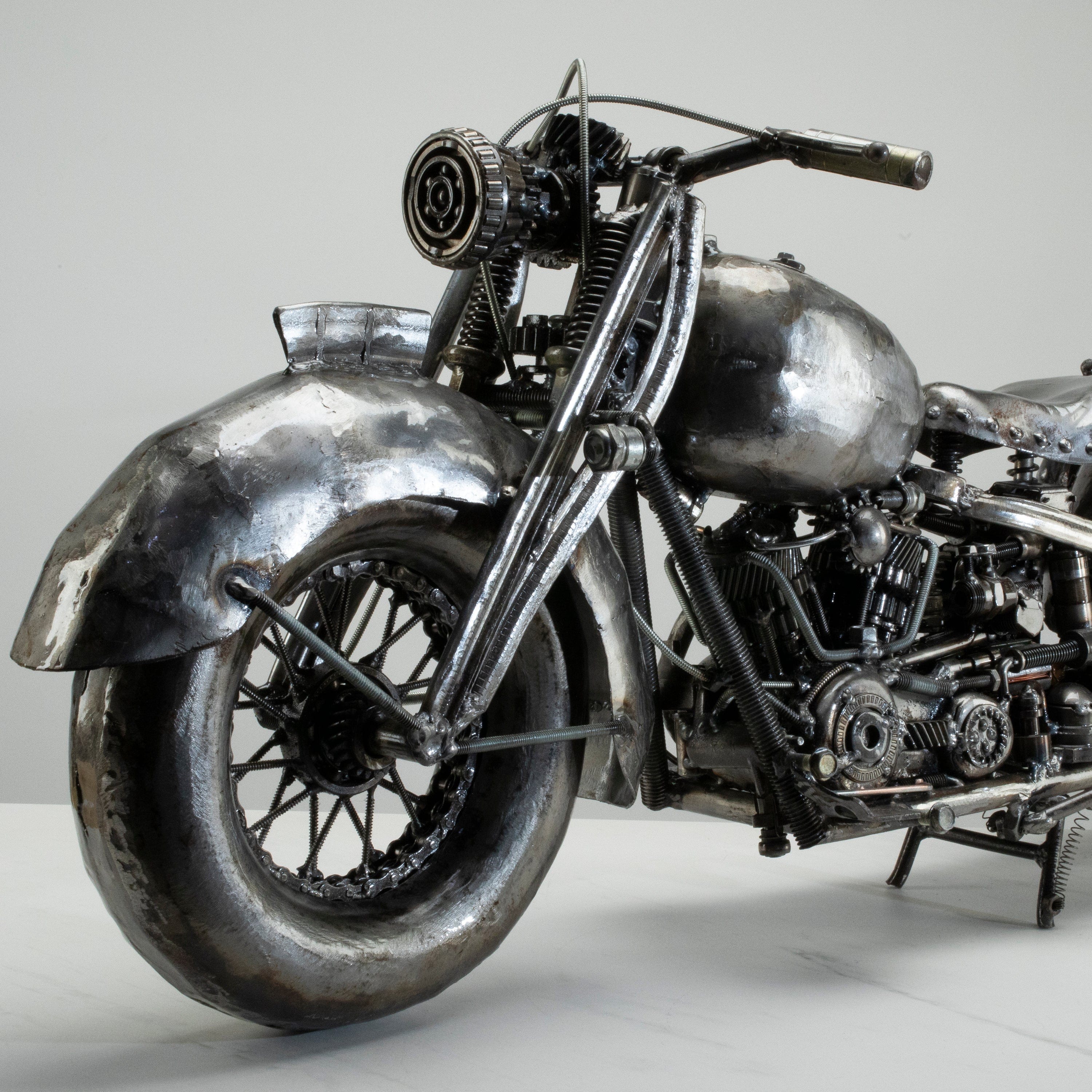 KALIFANO Recycled Metal Art 37" Motorcycle Recycled Metal Art Sculpture RMS-MC95x45-PK