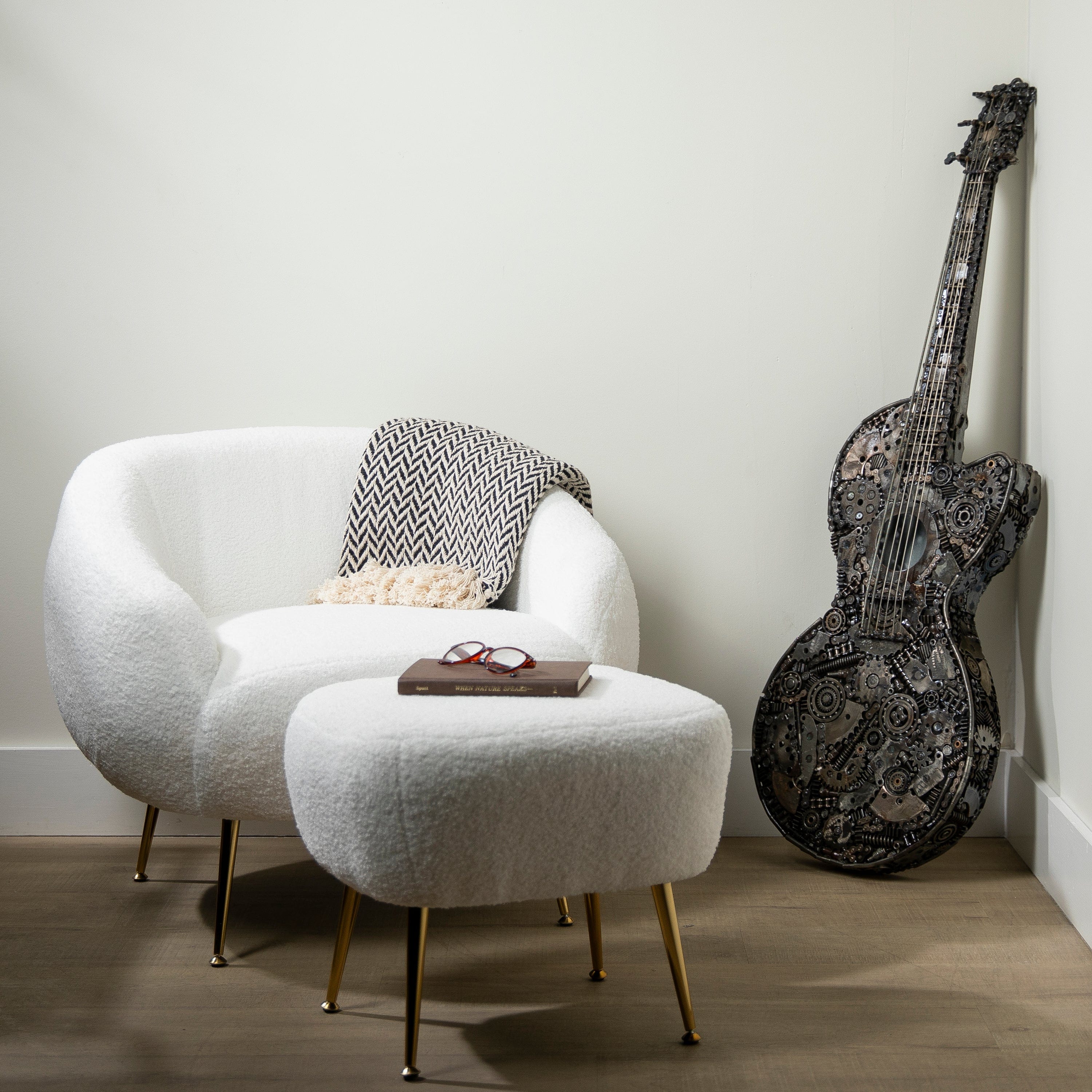 KALIFANO Recycled Metal Art 48" Guitar Inspired Recycled Metal Art Sculpture RMS-GT123-PK