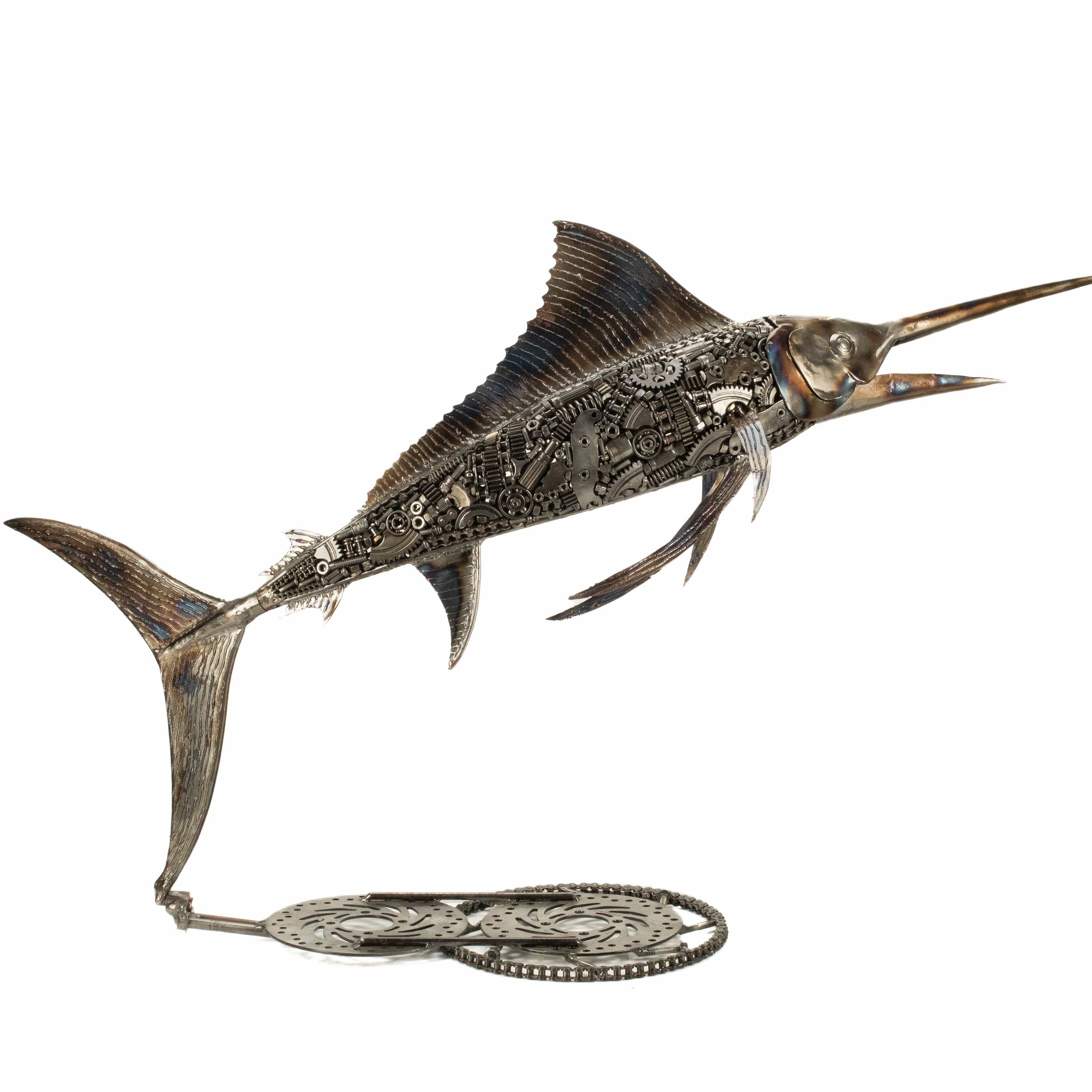 KALIFANO Recycled Metal Art 50" Sword Fish Inspired Recycled Metal Art Sculpture RMS-SF127x80-PK