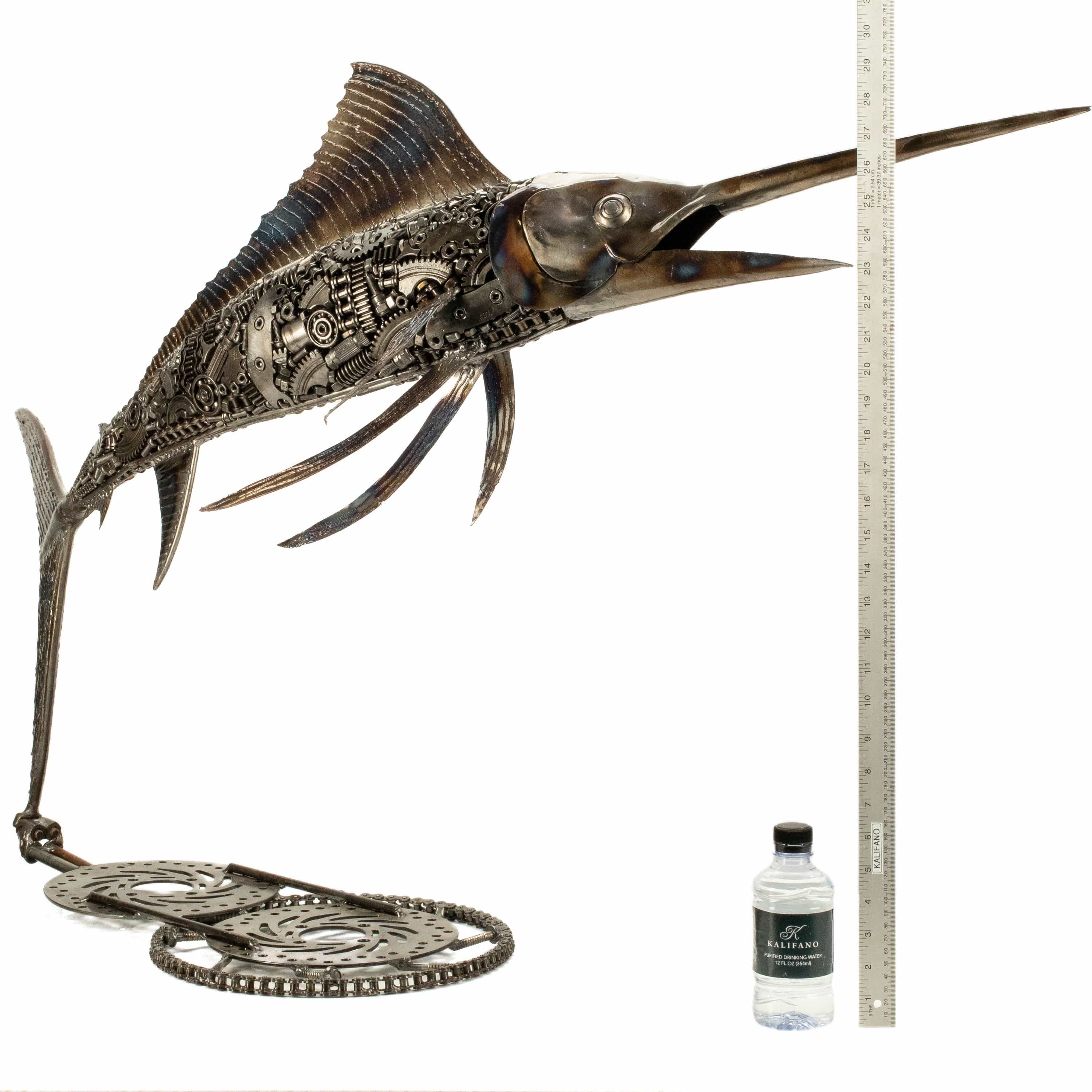 KALIFANO Recycled Metal Art 50" Sword Fish Inspired Recycled Metal Art Sculpture RMS-SF127x80-PK