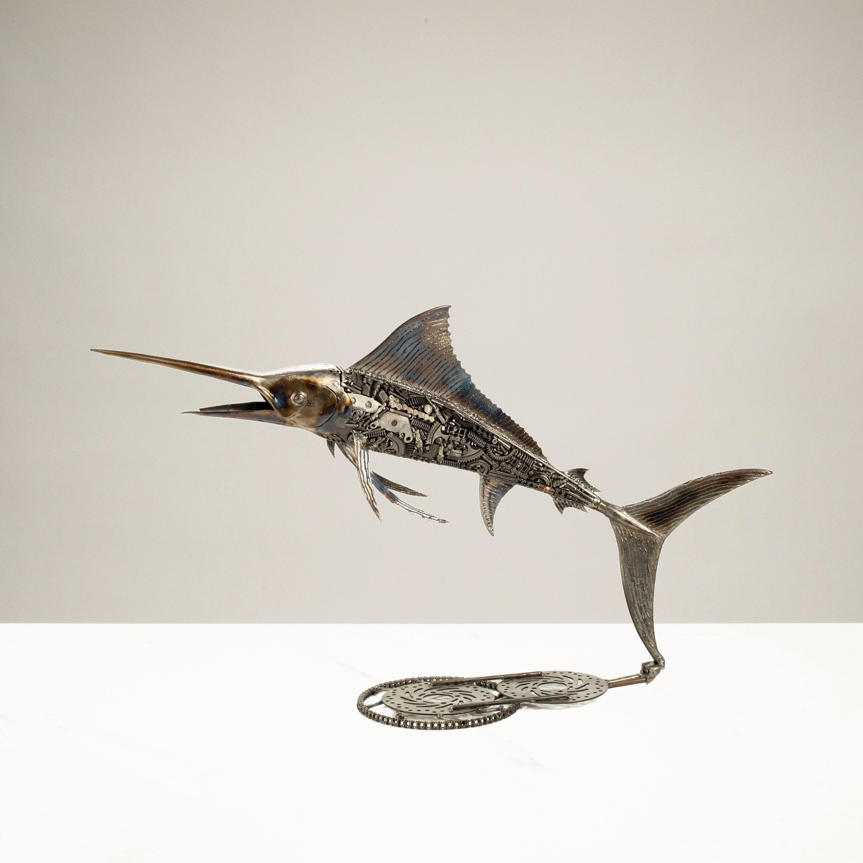 KALIFANO Recycled Metal Art 50" Sword Fish Inspired Recycled Metal Art Sculpture RMS-SF127x80-PK