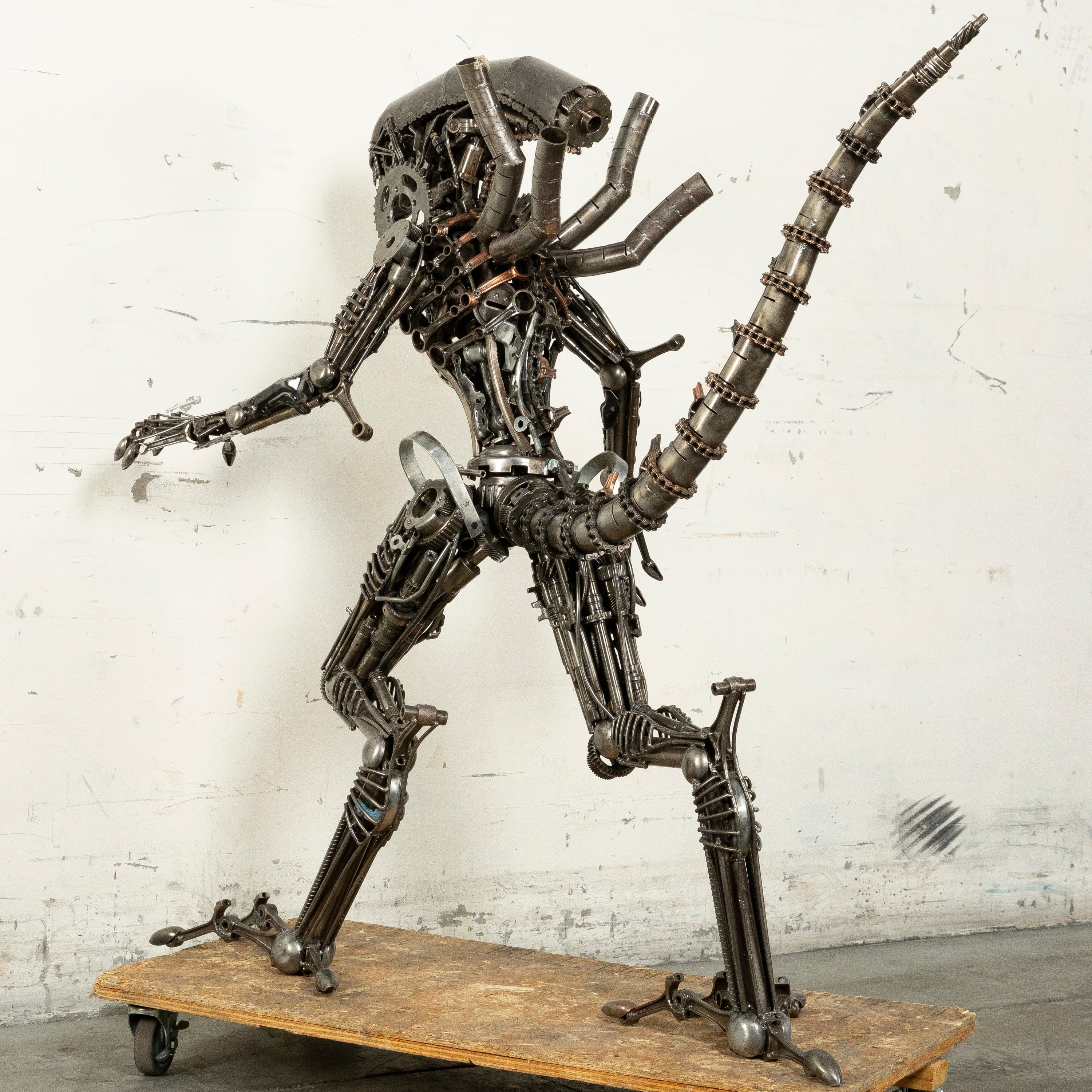 Kalifano Recycled Metal Art 55" Alien Inspired Recycled Metal Art Sculpture RMS-A140-S01