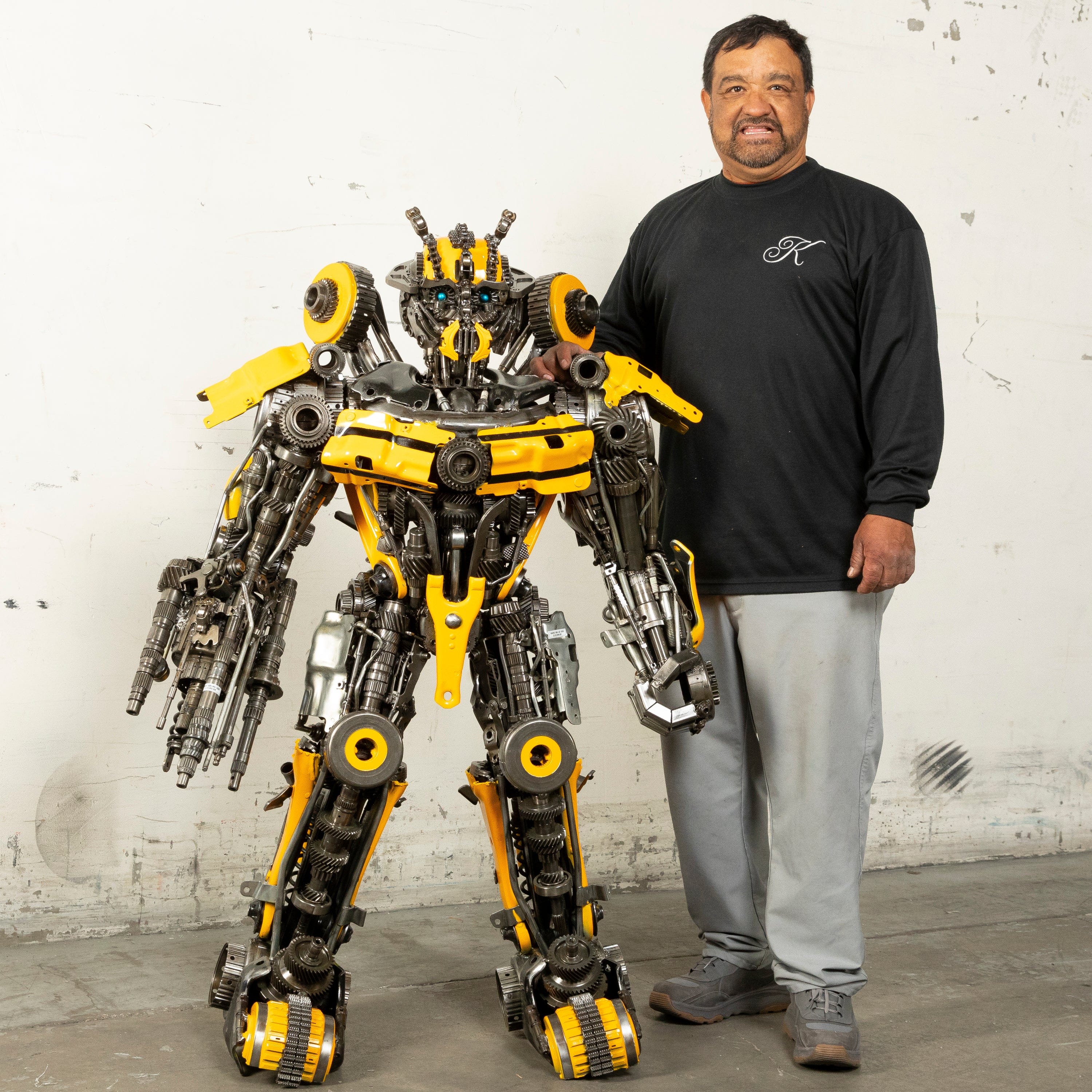 Kalifano Recycled Metal Art 55" Bumblebee Inspired Recycled Metal Art Sculpture RMS-BB140-S05