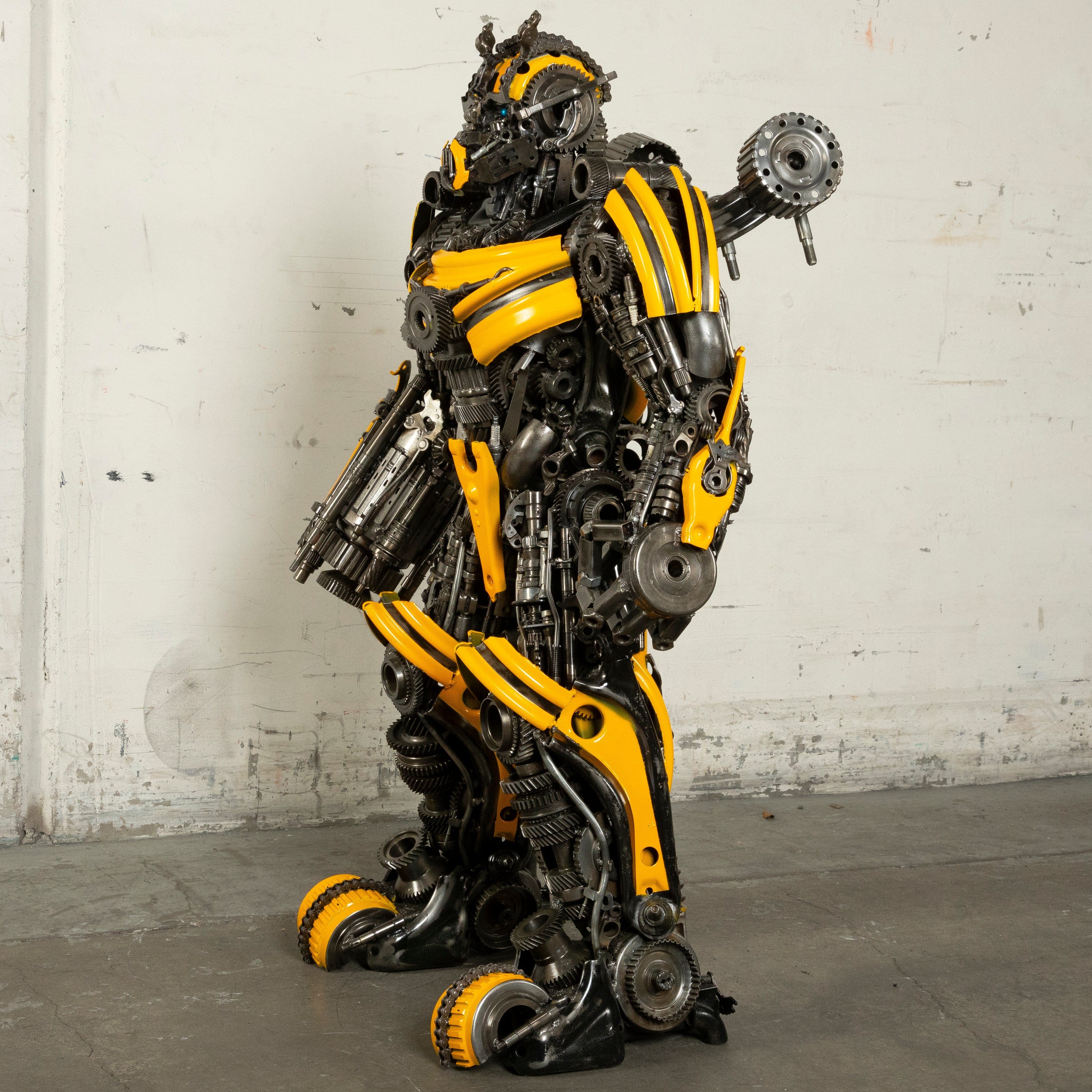 Kalifano Recycled Metal Art 55" Bumblebee Inspired Recycled Metal Art Sculpture RMS-BB140-S07