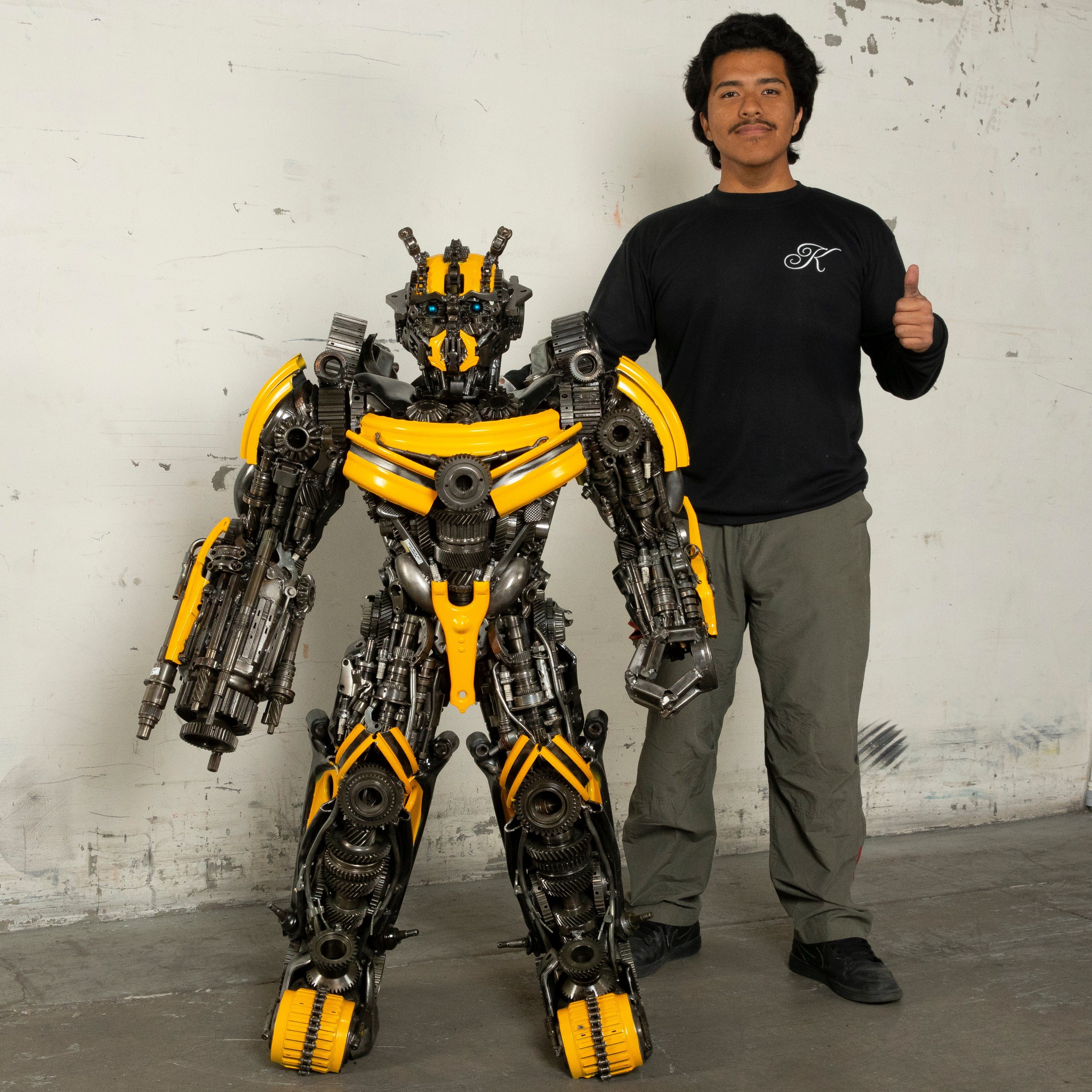 Kalifano Recycled Metal Art 55" Bumblebee Inspired Recycled Metal Art Sculpture RMS-BB140-S07