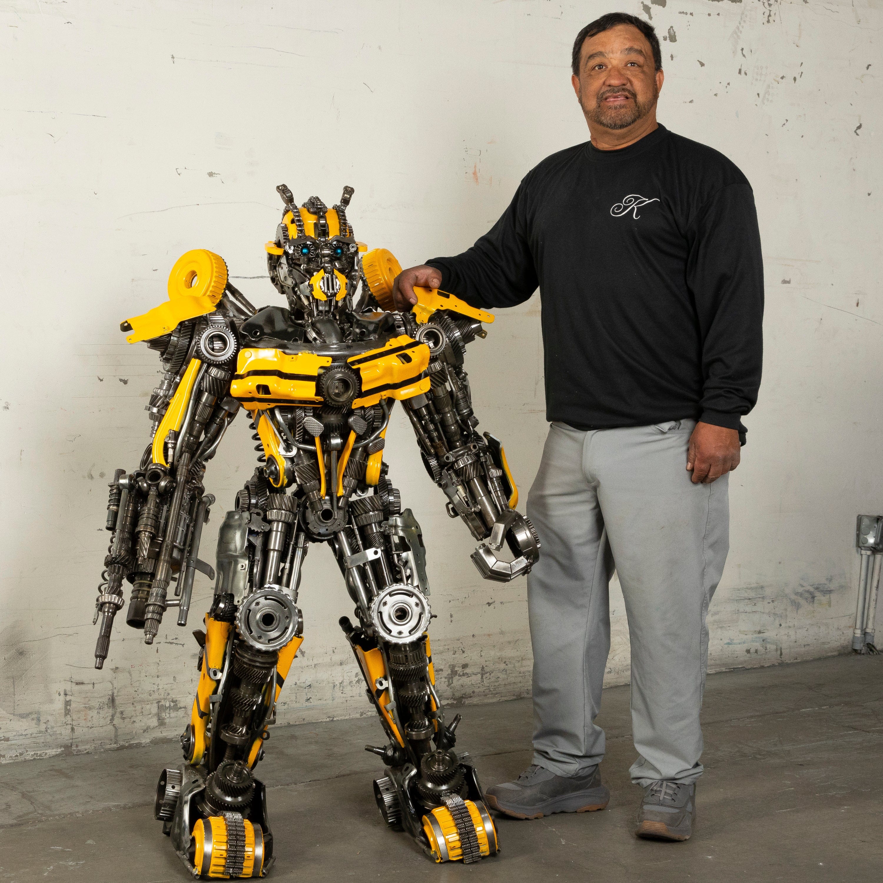 Kalifano Recycled Metal Art 55" Bumblebee Inspired Recycled Metal Art Sculpture RMS-BB140-S08