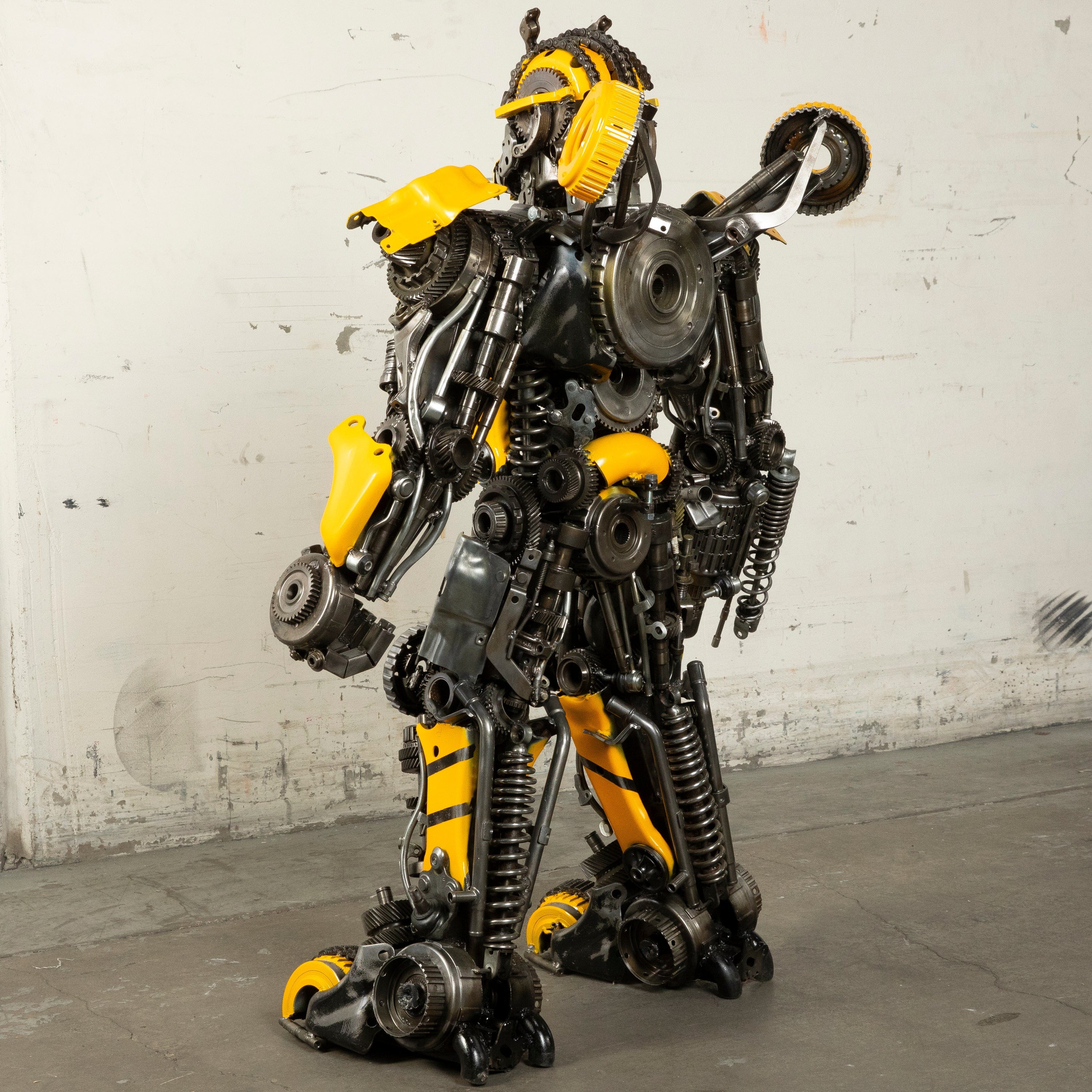 Kalifano Recycled Metal Art 55" Bumblebee Inspired Recycled Metal Art Sculpture RMS-BB140-S08