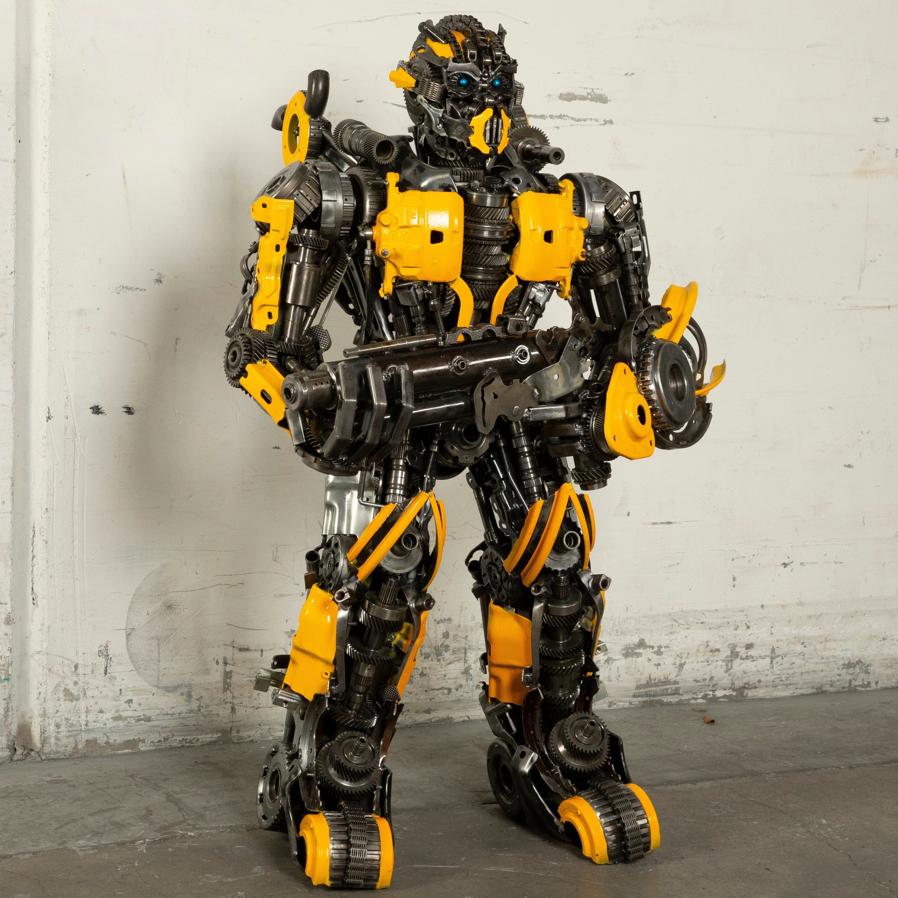 Kalifano Recycled Metal Art 55" Bumblebee Inspired Recycled Metal Art Sculpture RMS-BB140-S09