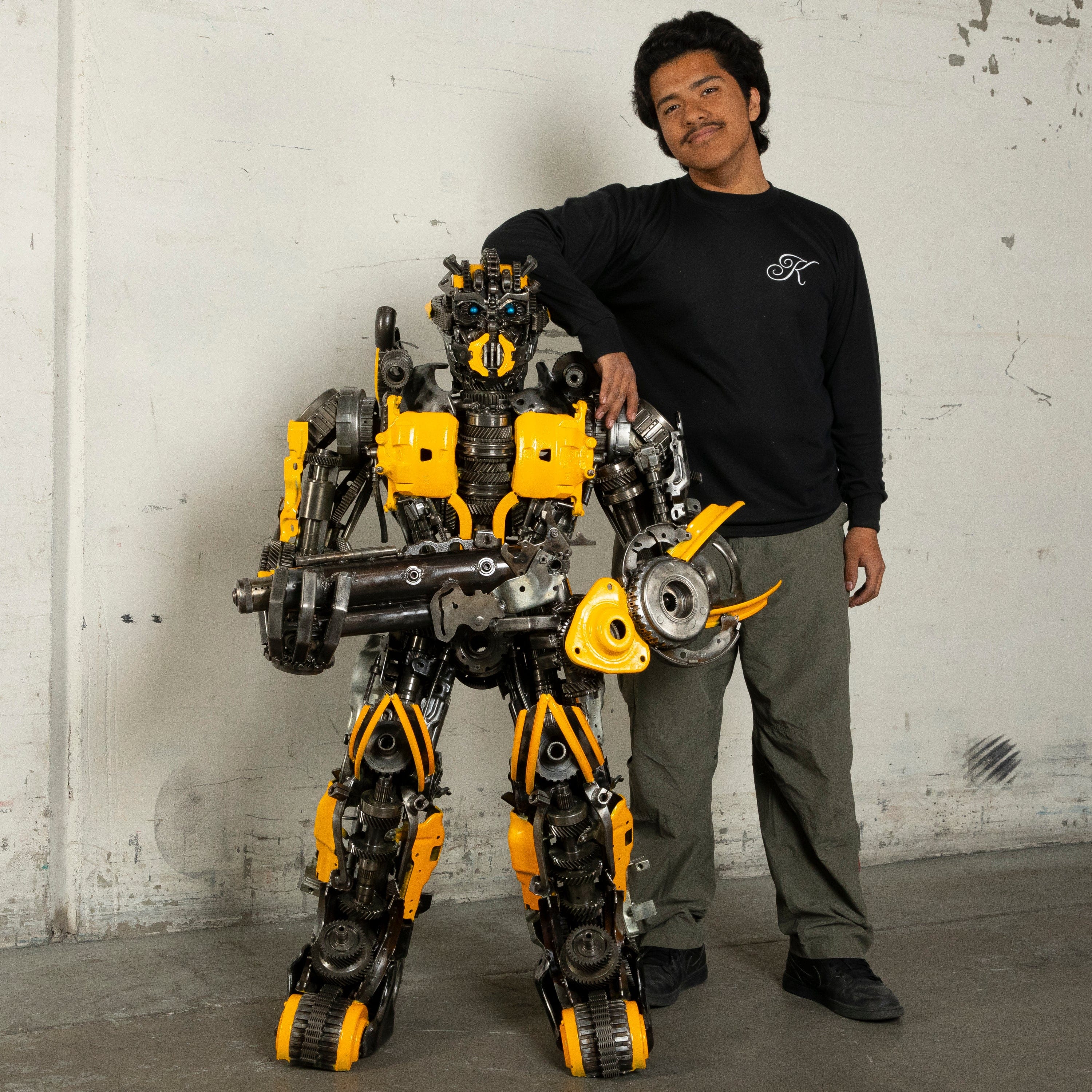 Kalifano Recycled Metal Art 55" Bumblebee Inspired Recycled Metal Art Sculpture RMS-BB140-S09