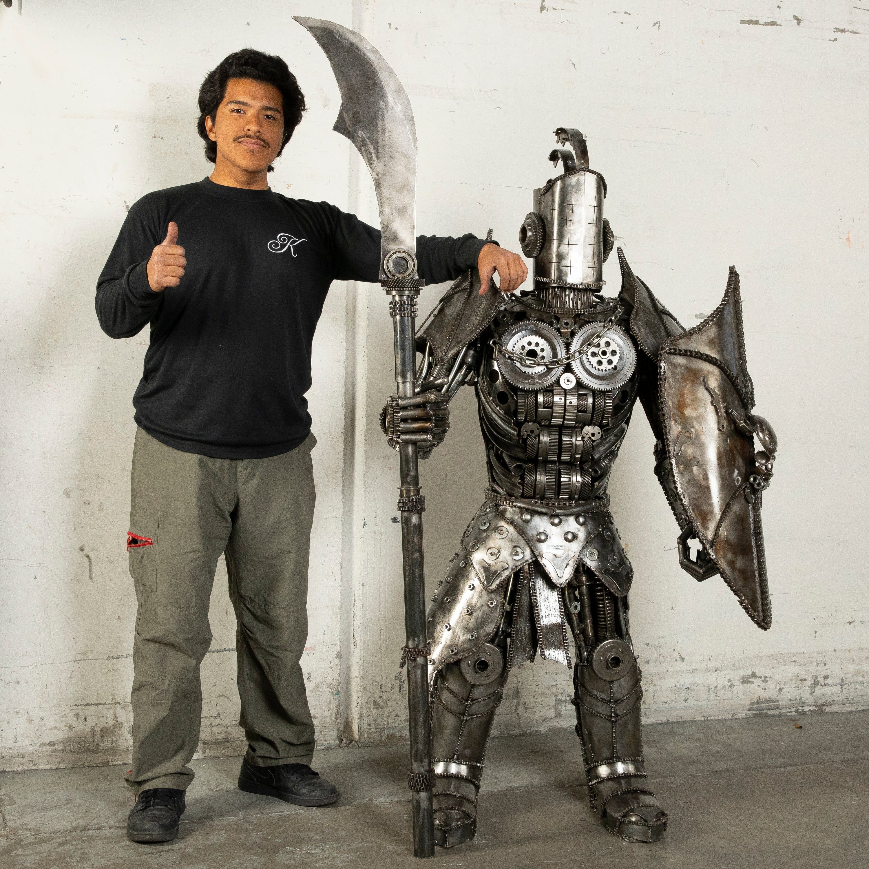 Kalifano Recycled Metal Art 55" Knight Recycled Metal Art Sculpture RMS-KN140-S01