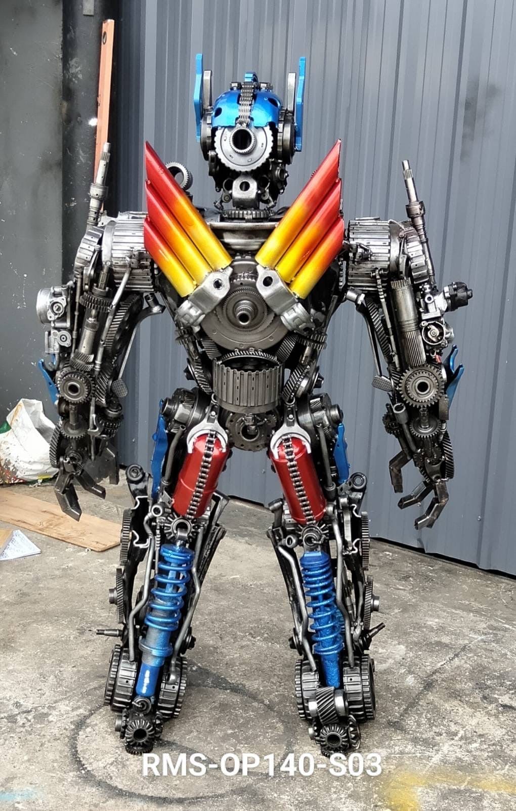 Kalifano Recycled Metal Art 55" Optimus Prime Inspired Recycled Metal Art Sculpture RMS-OP140-S03