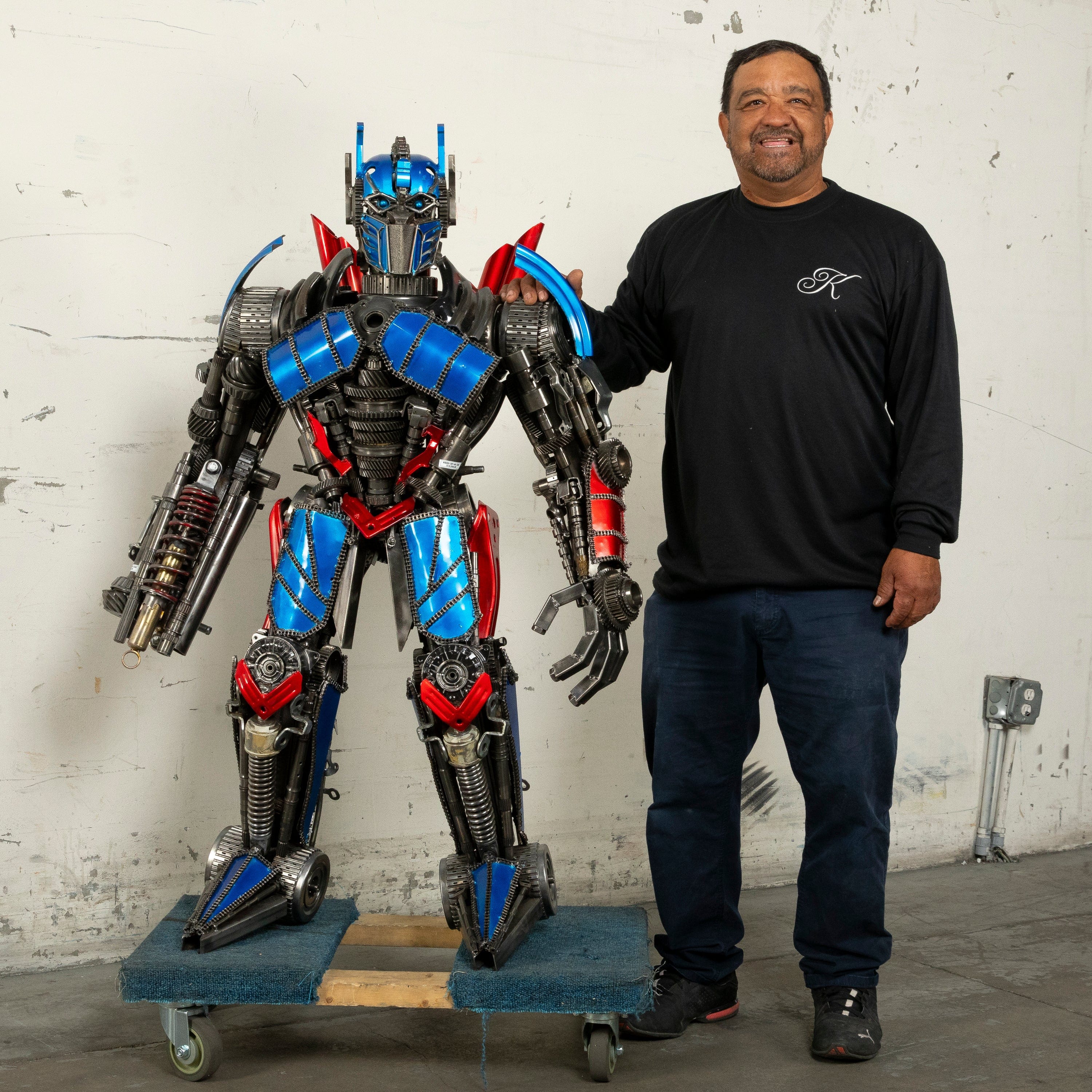 Kalifano Recycled Metal Art 55" Optimus Prime Inspired Recycled Metal Art Sculpture RMS-OP140-S06