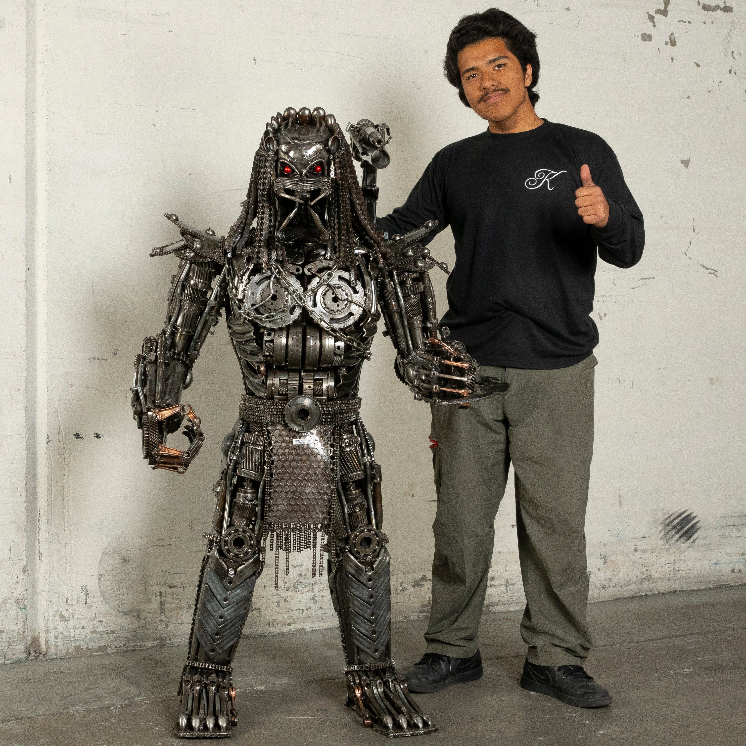 Kalifano Recycled Metal Art 55" Predator Inspired Recycled Metal Art Sculpture RMS-PRED140-S01