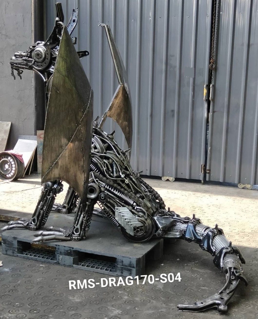 KALIFANO Recycled Metal Art 67” Dragon Recycled Metal Art Sculpture RMS-DRAG170-S04
