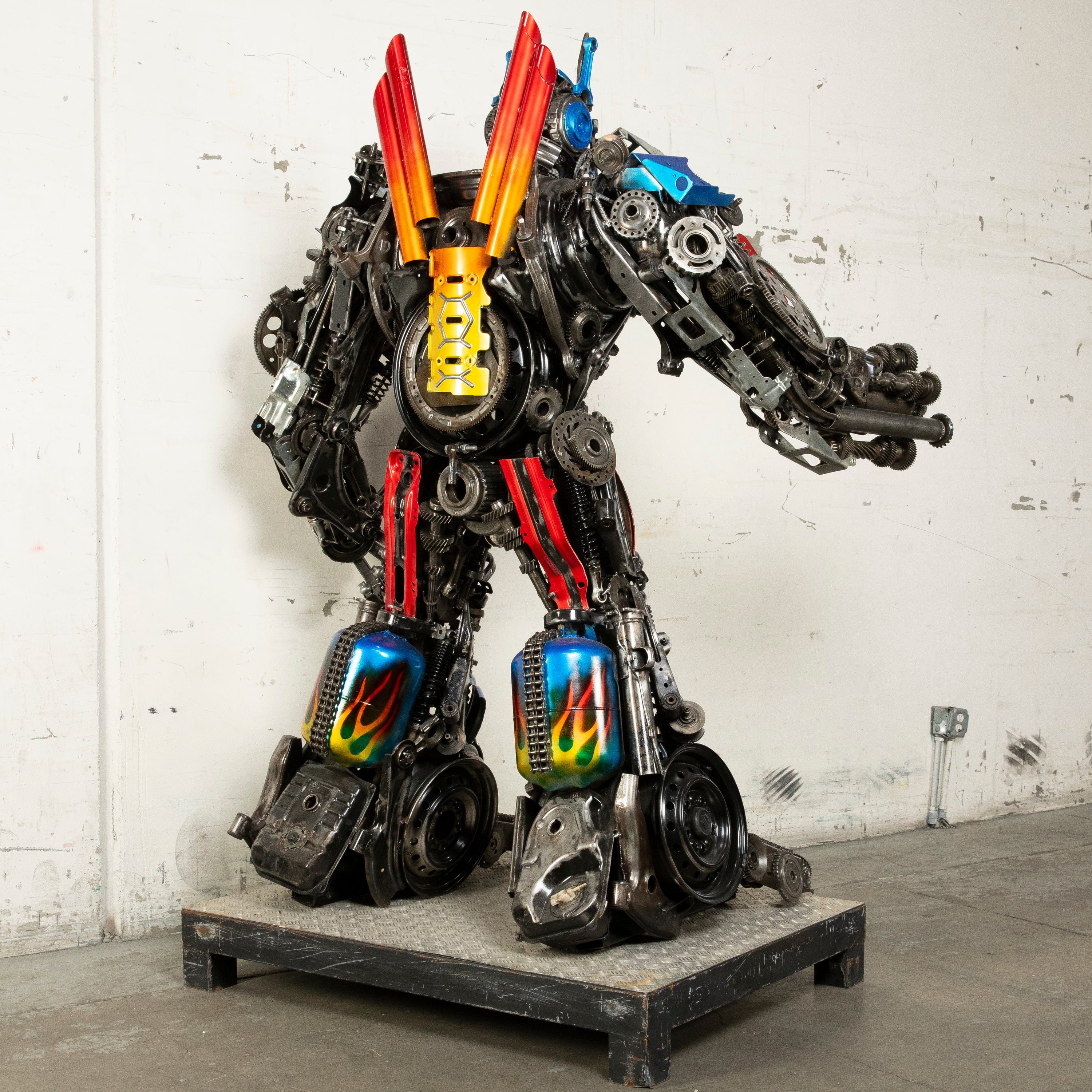 Kalifano Recycled Metal Art 79" Optimus Prime Inspired Recycled Metal Art Sculpture RMS-OP200-S30